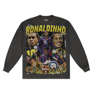Ronaldinho Barça Classic Long Sleeved Tee - Greazy Tees