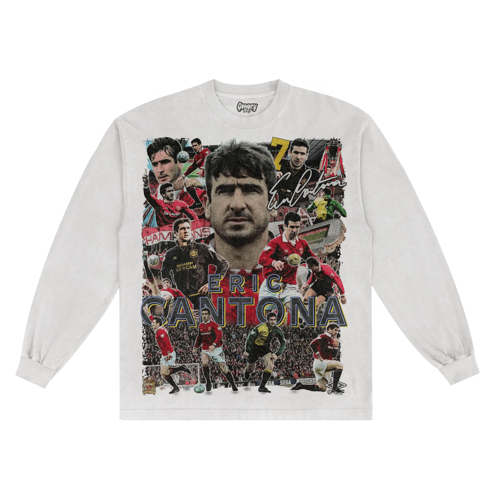 Eric Cantona Manchester United Long Sleeved Tee - Greazy Tees