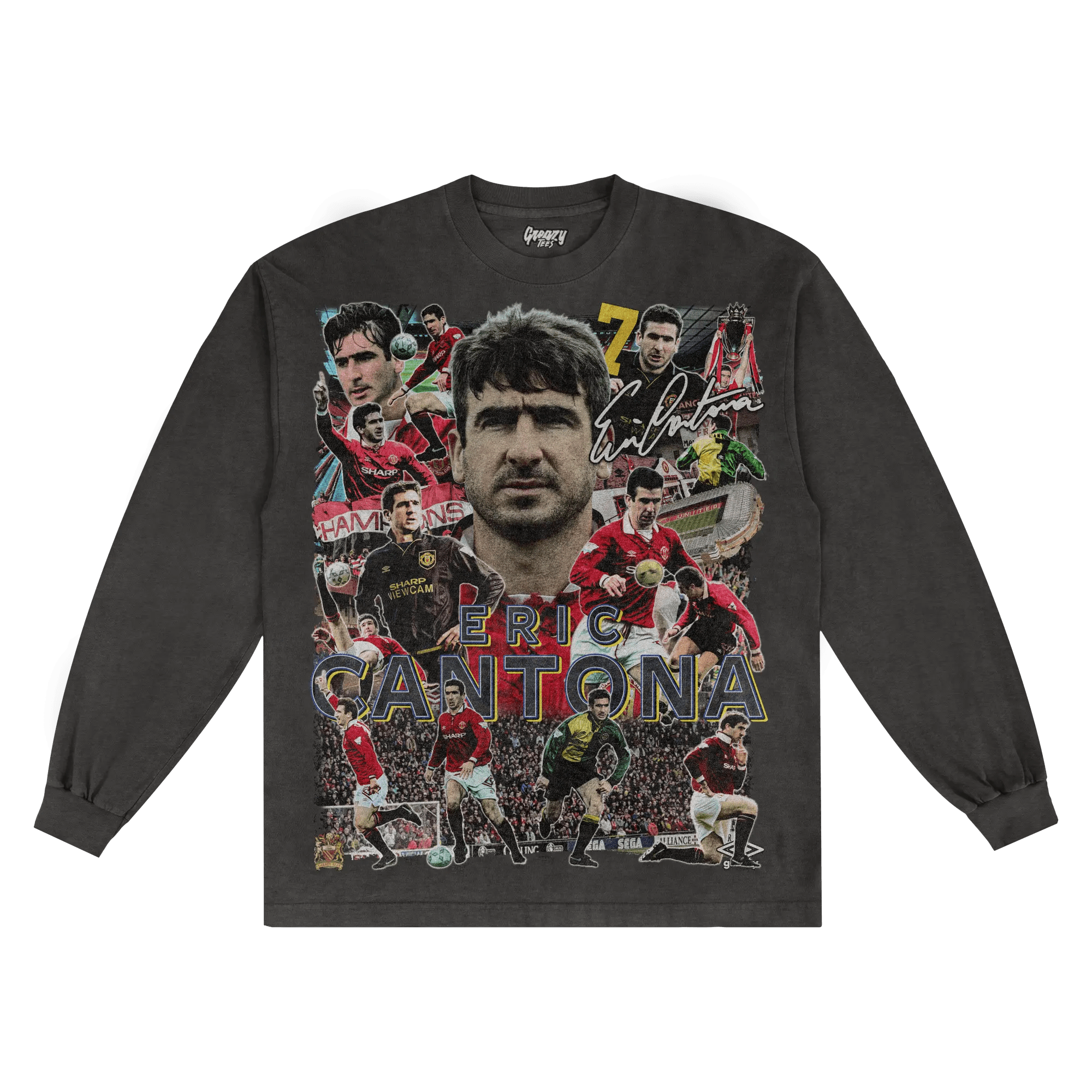 Eric Cantona Manchester United Long Sleeved Tee - Greazy Tees