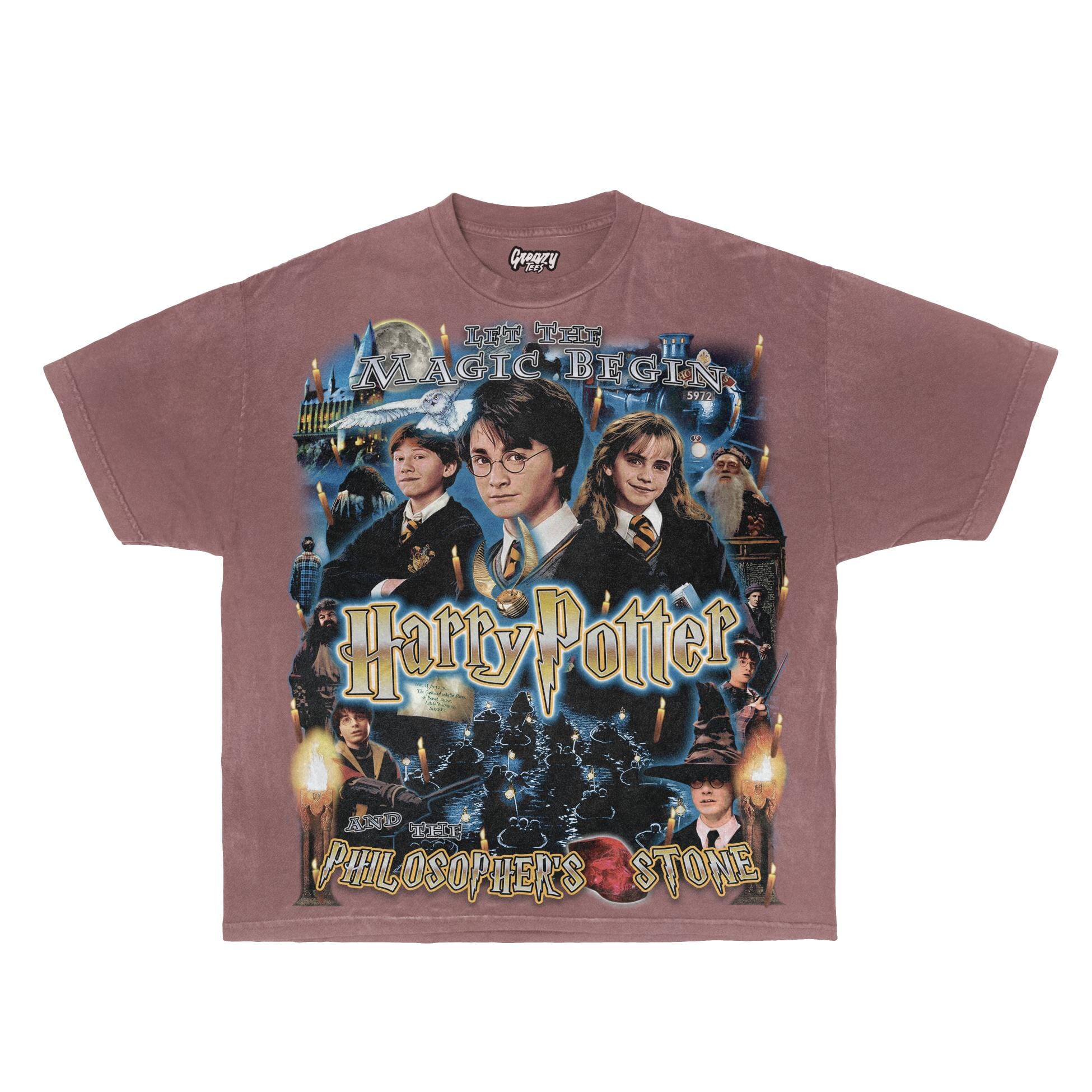 Harry Potter & the Philosopher's Stone Tee Tee Greazy Tees XS Coffee Brown Oversized