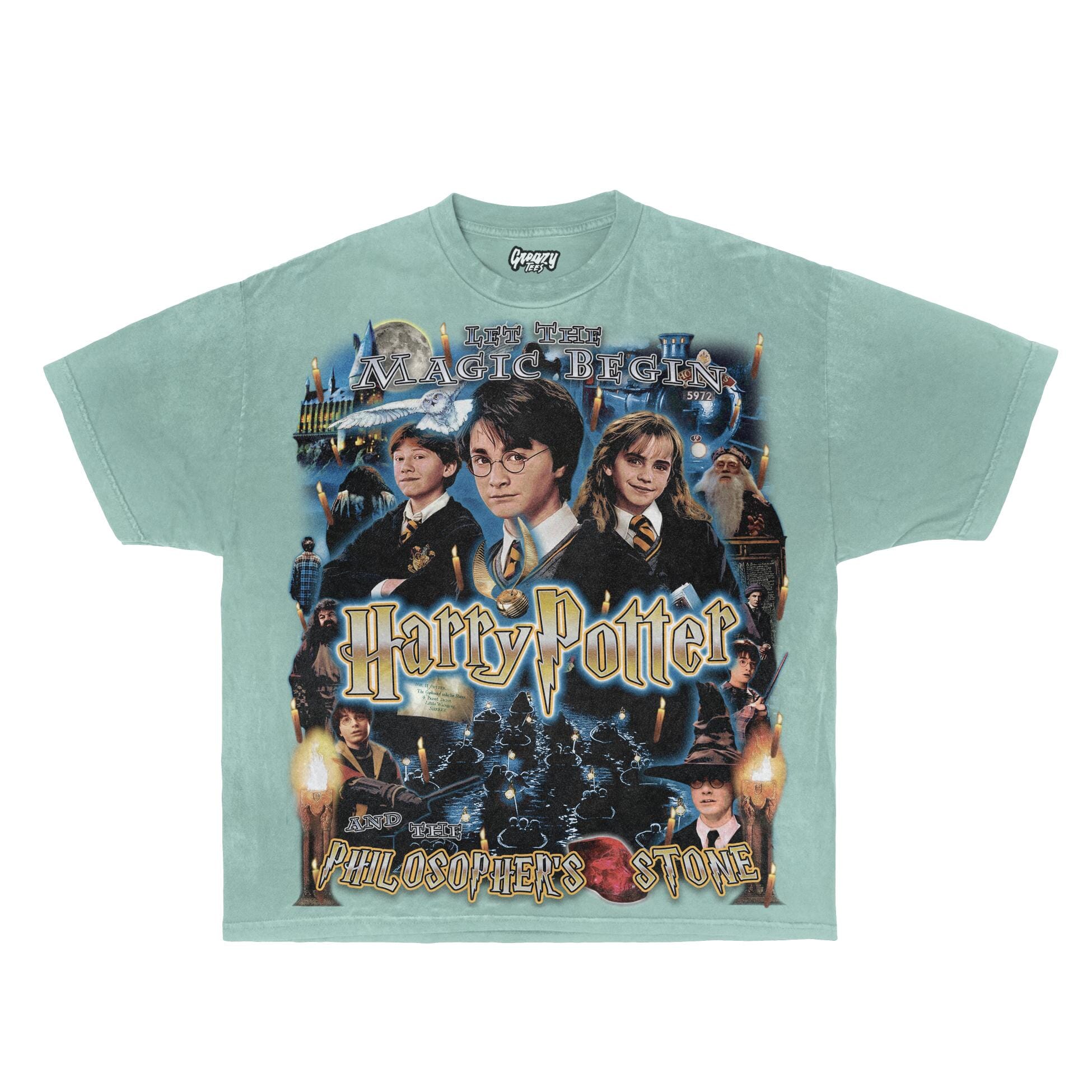 Harry Potter & the Philosopher's Stone Tee Tee Greazy Tees XS Mint Green Oversized