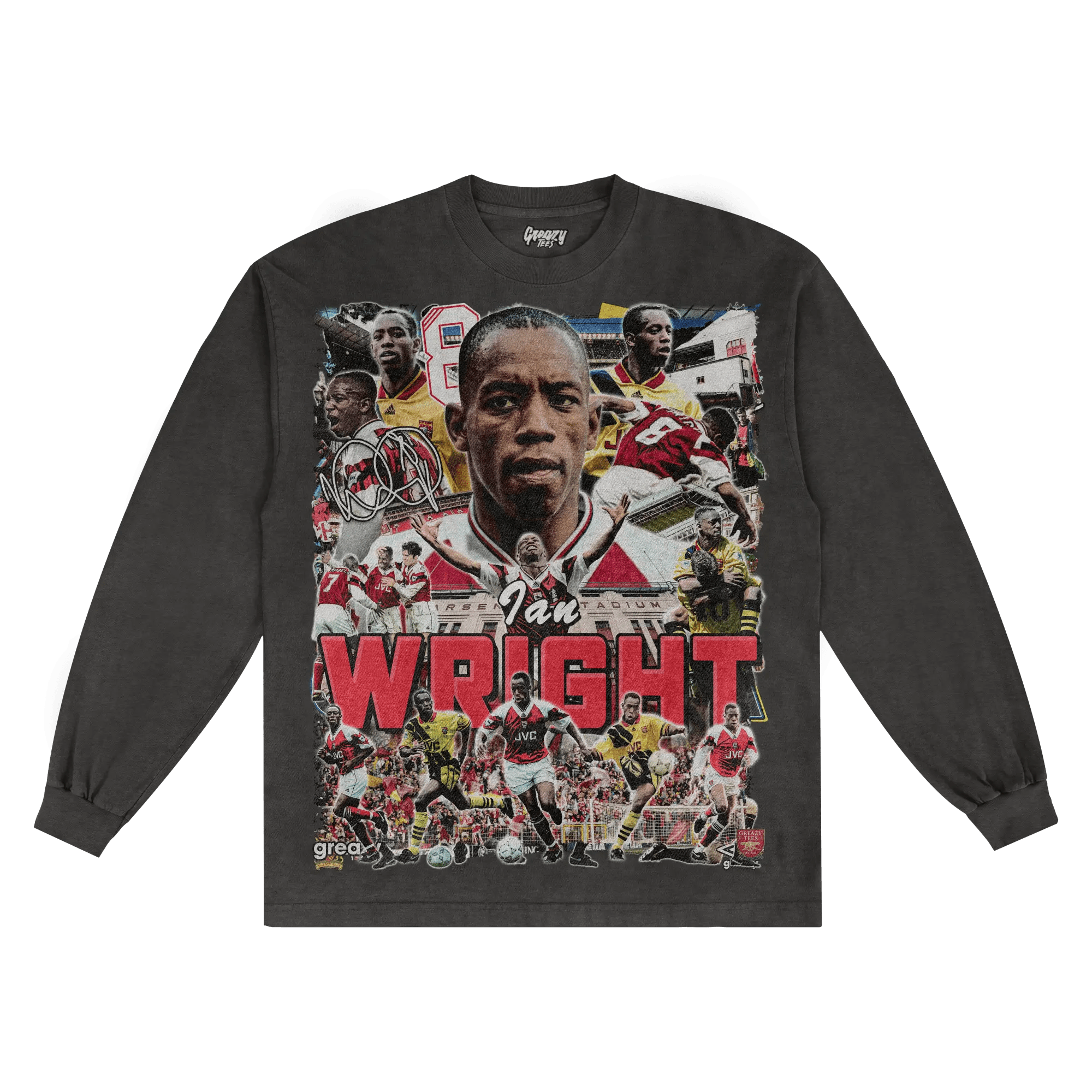 Ian Wright Arsenal FC Long Sleeved Tee - Greazy Tees