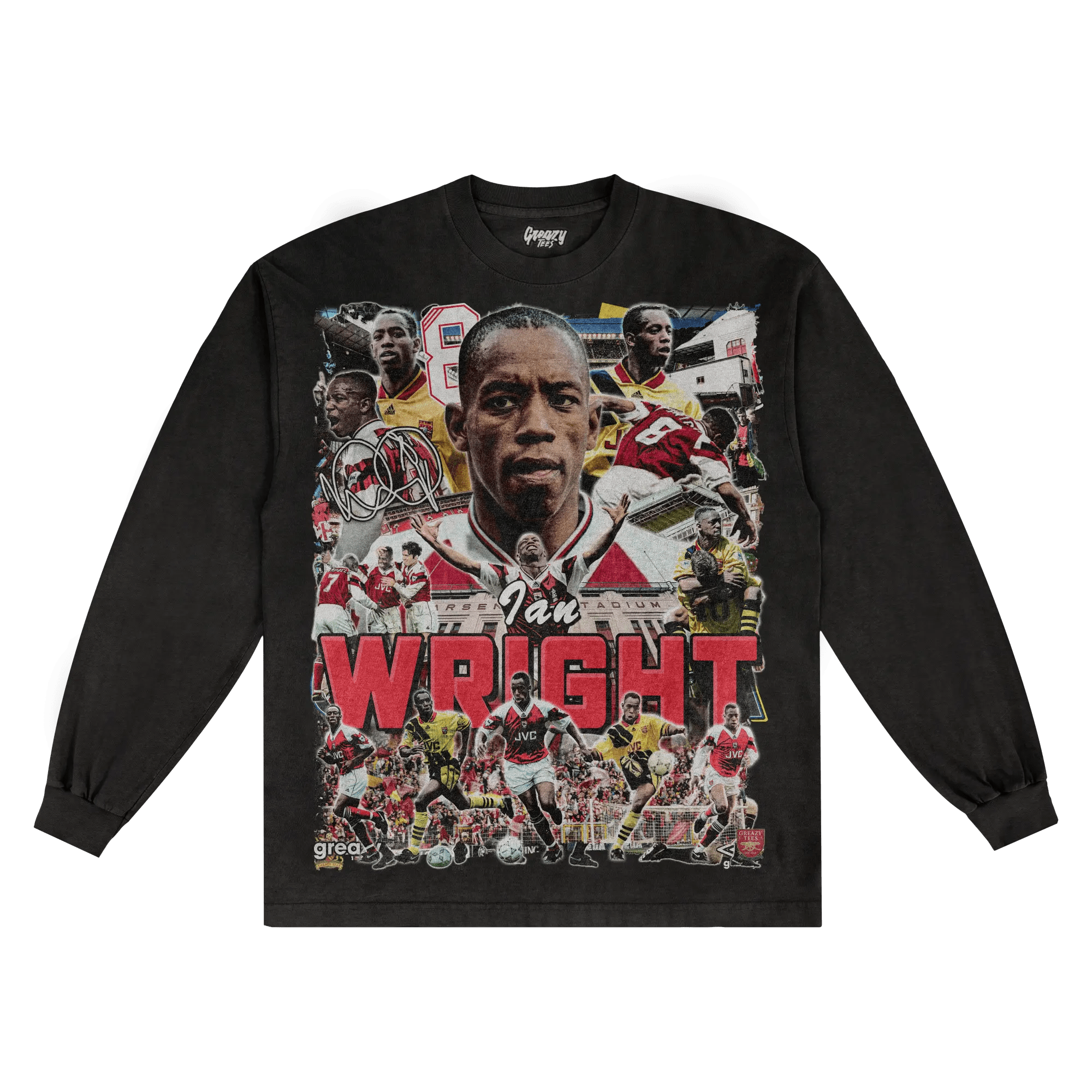 Ian Wright Arsenal FC Long Sleeved Tee - Greazy Tees