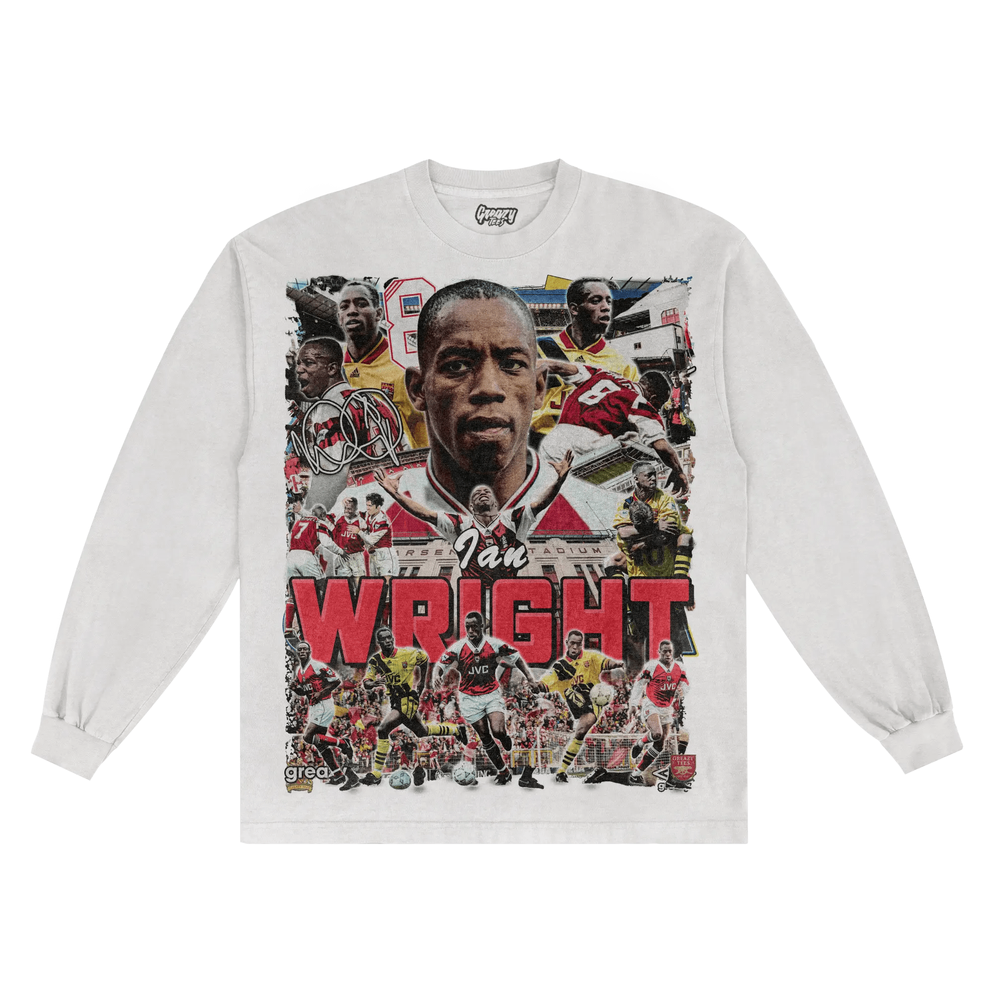 Ian Wright Arsenal FC Long Sleeved Tee - Greazy Tees