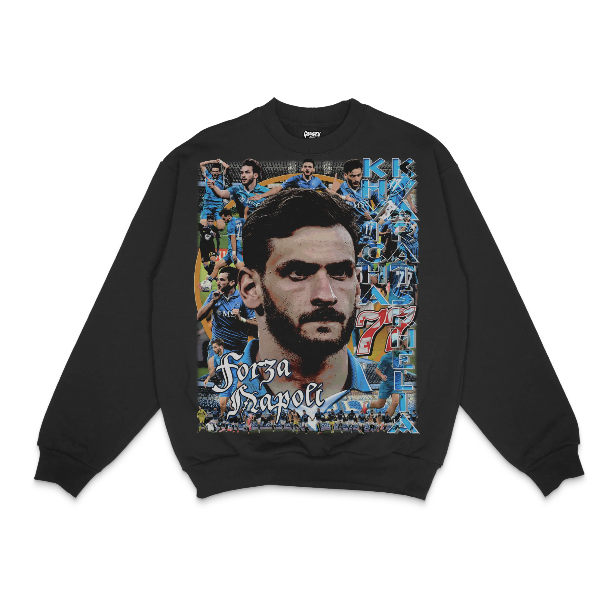 Khvicha Kvaratskhelia Napoli Crewneck Sweatshirt - Greazy Tees