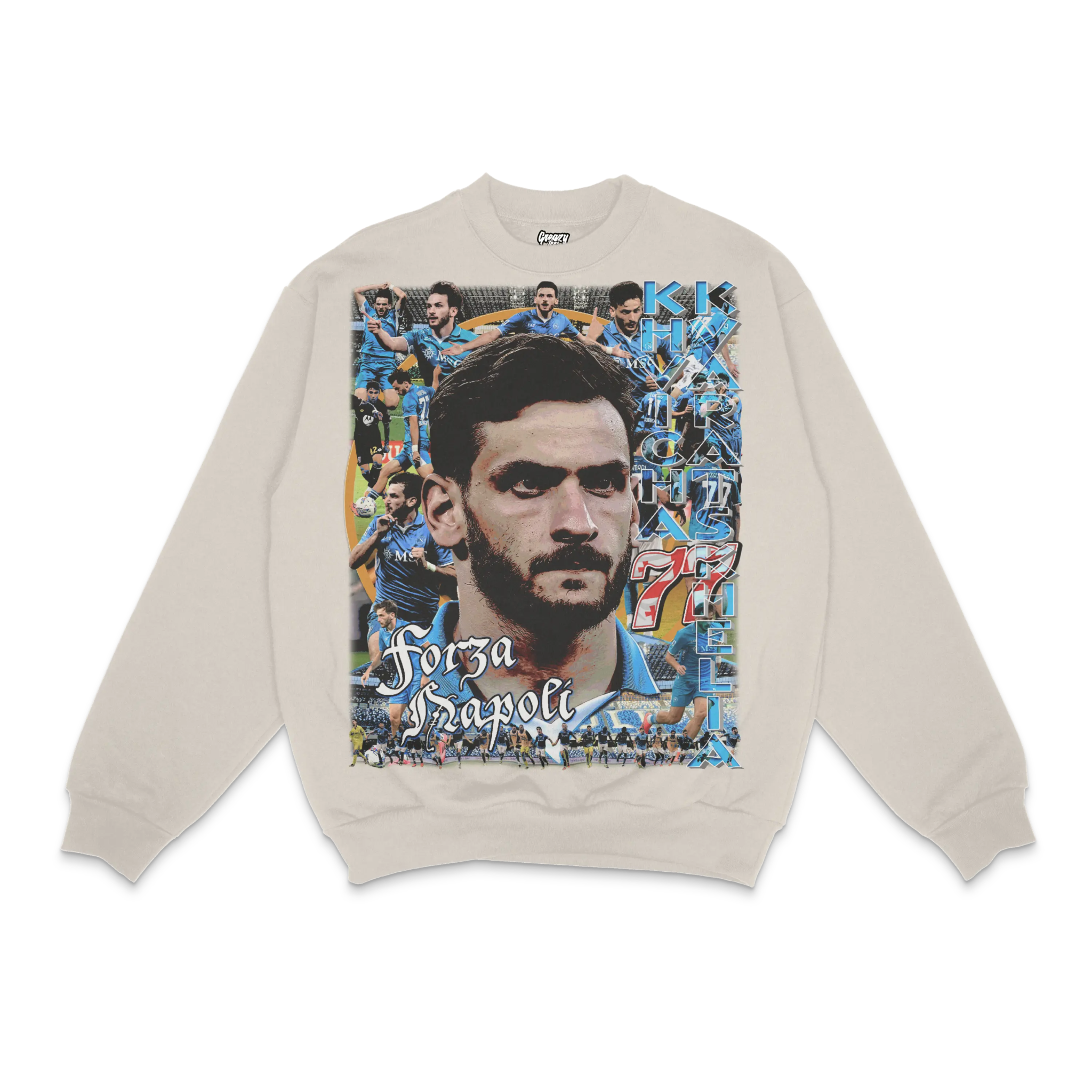 Khvicha Kvaratskhelia Napoli Crewneck Sweatshirt - Greazy Tees