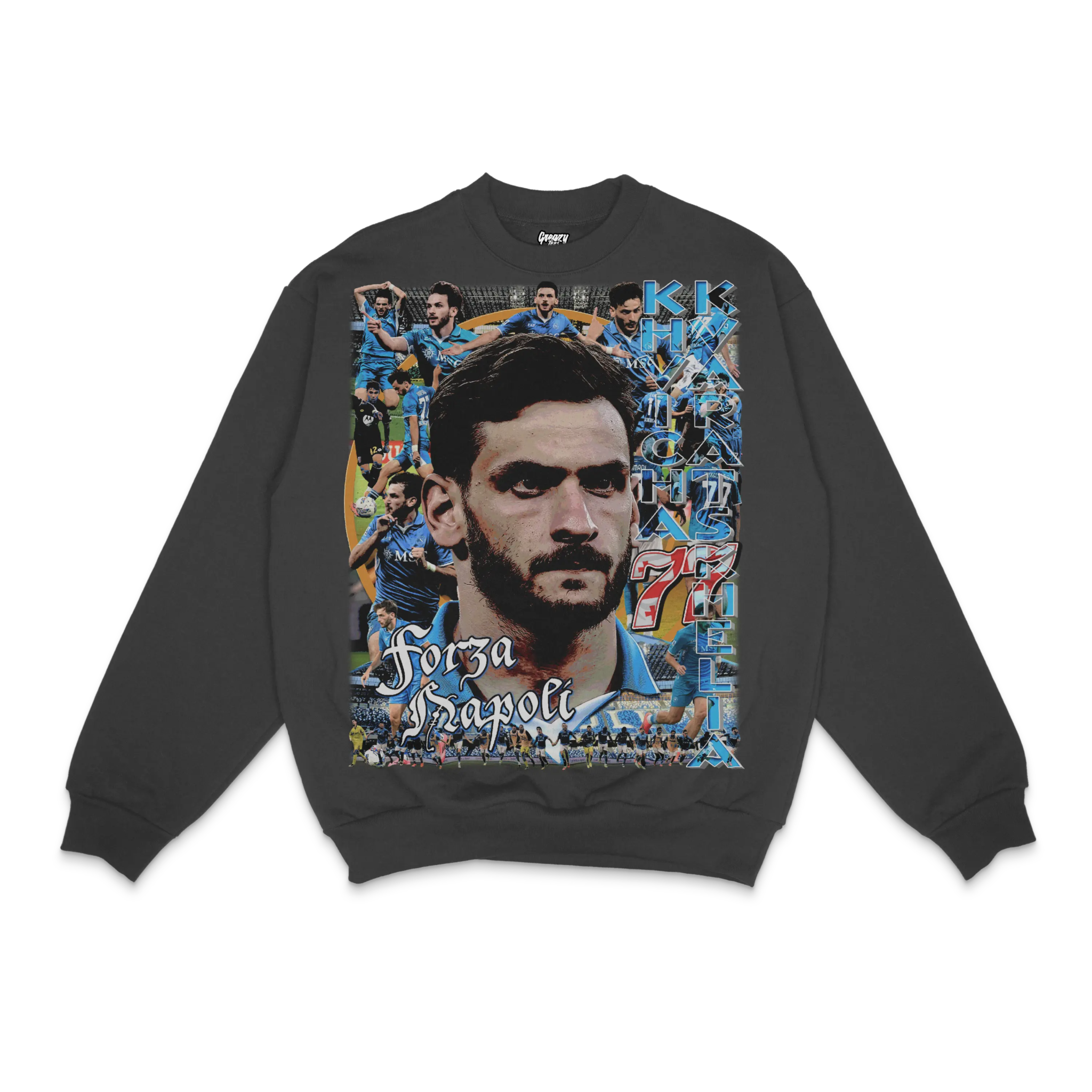 Khvicha Kvaratskhelia Napoli Crewneck Sweatshirt - Greazy Tees