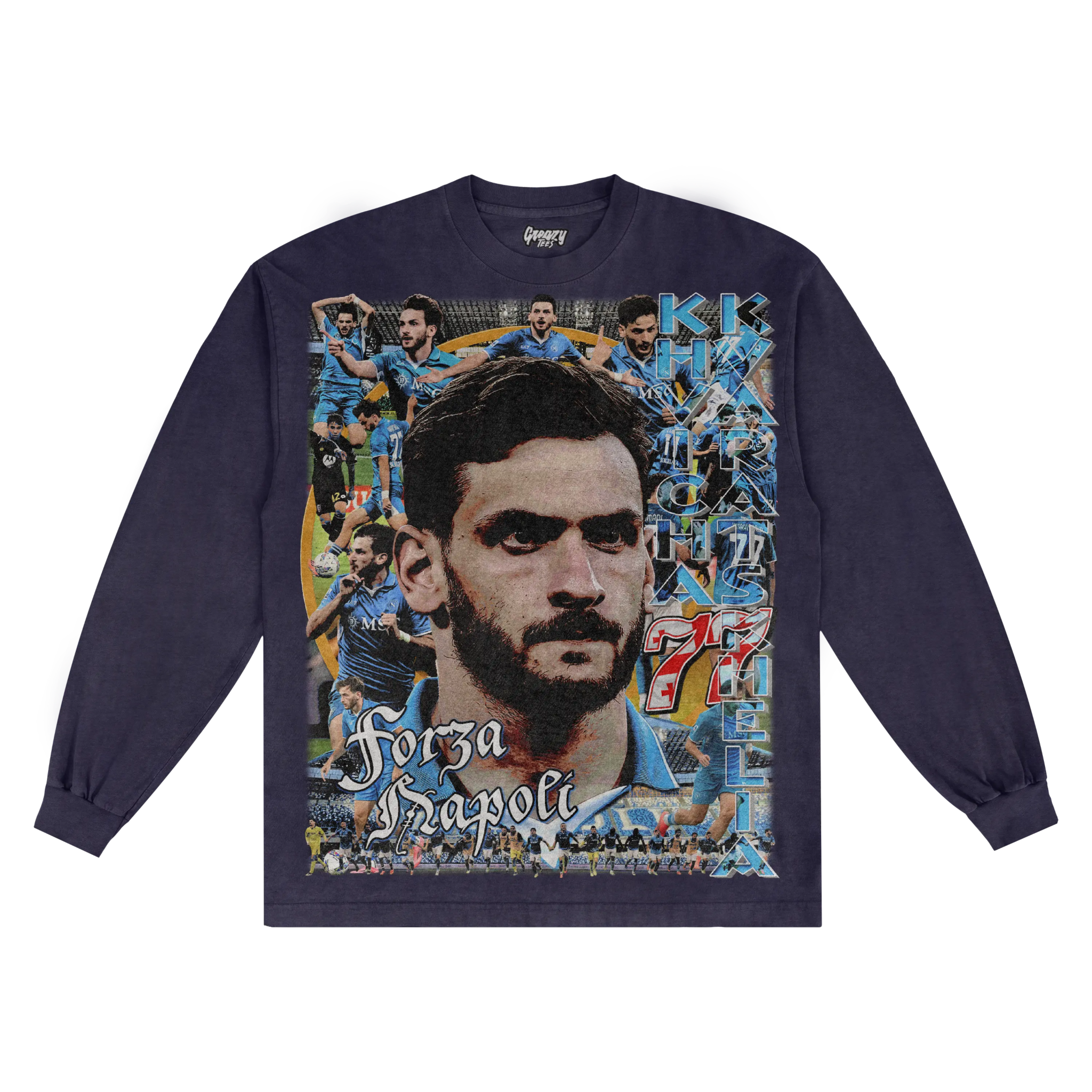 Khvicha Kvaratskhelia Napoli Long Sleeved Tee - Greazy Tees