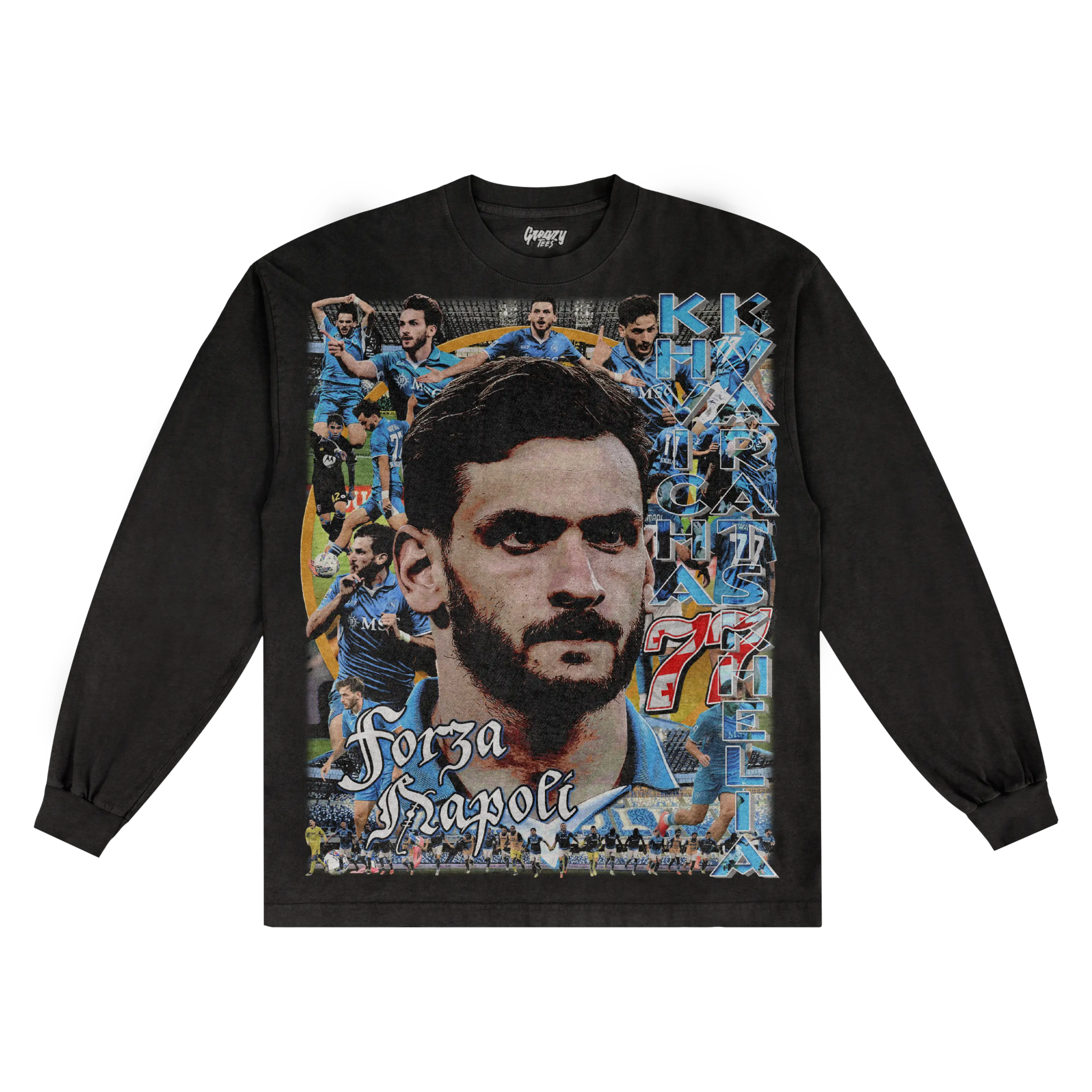 Khvicha Kvaratskhelia Napoli Long Sleeved Tee - Greazy Tees