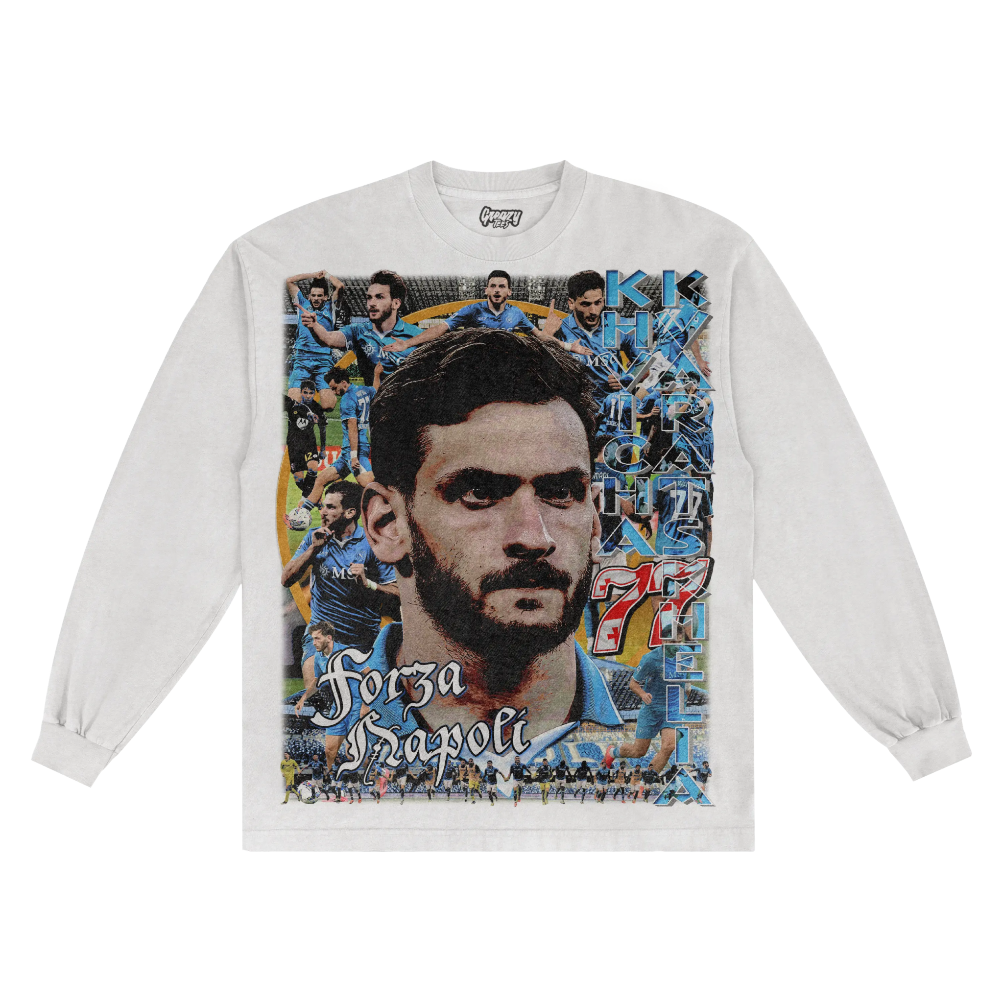 Khvicha Kvaratskhelia Napoli Long Sleeved Tee - Greazy Tees