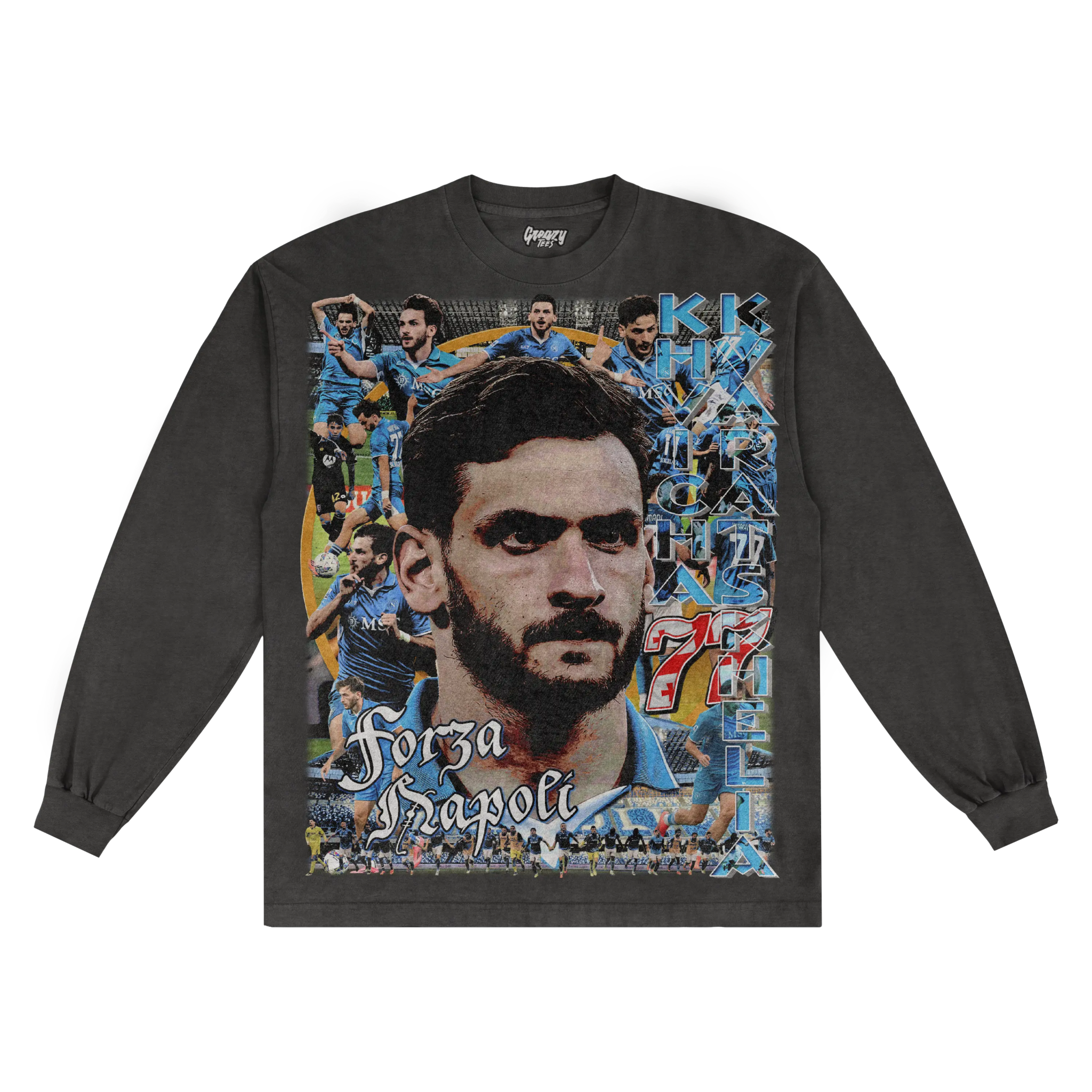 Khvicha Kvaratskhelia Napoli Long Sleeved Tee - Greazy Tees