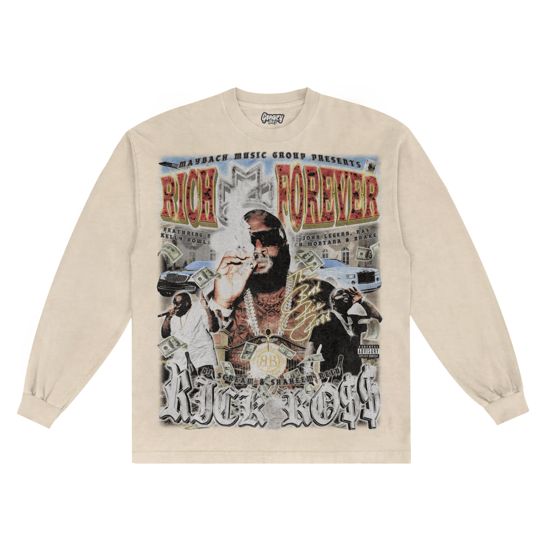 Rick Ross Rich Forever Long Sleeved Tee - Greazy Tees
