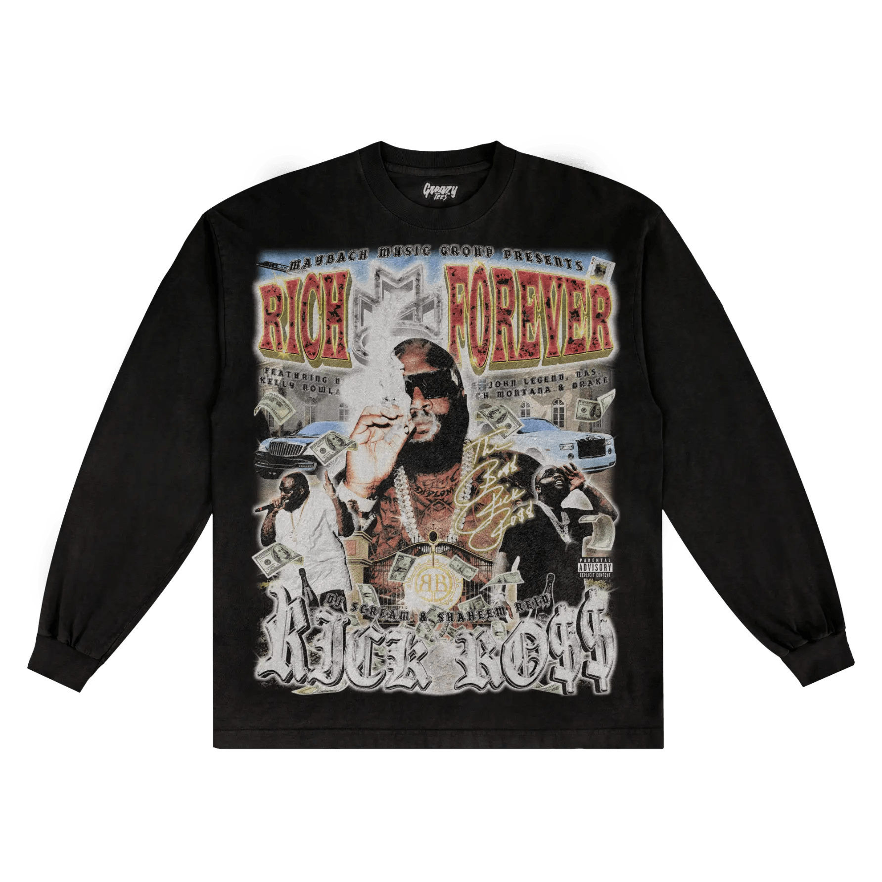Rick Ross Rich Forever Long Sleeved Tee - Greazy Tees