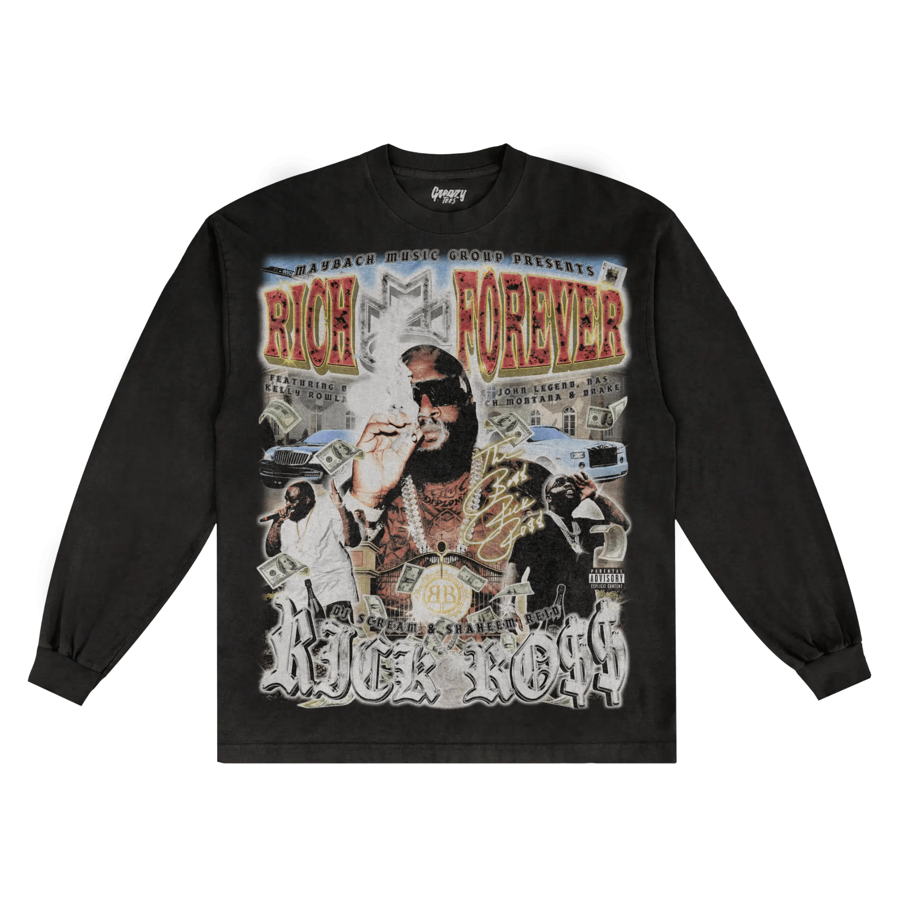Rick Ross Rich Forever Long Sleeved Tee - Greazy Tees