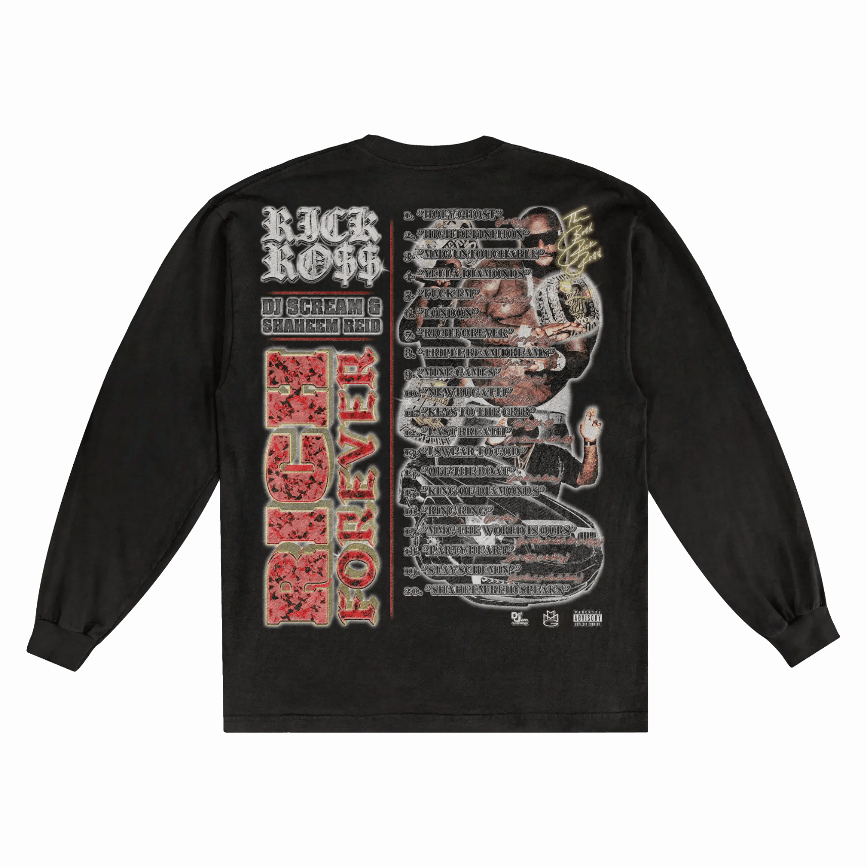 Rick Ross Rich Forever Long Sleeved Tee - Greazy Tees