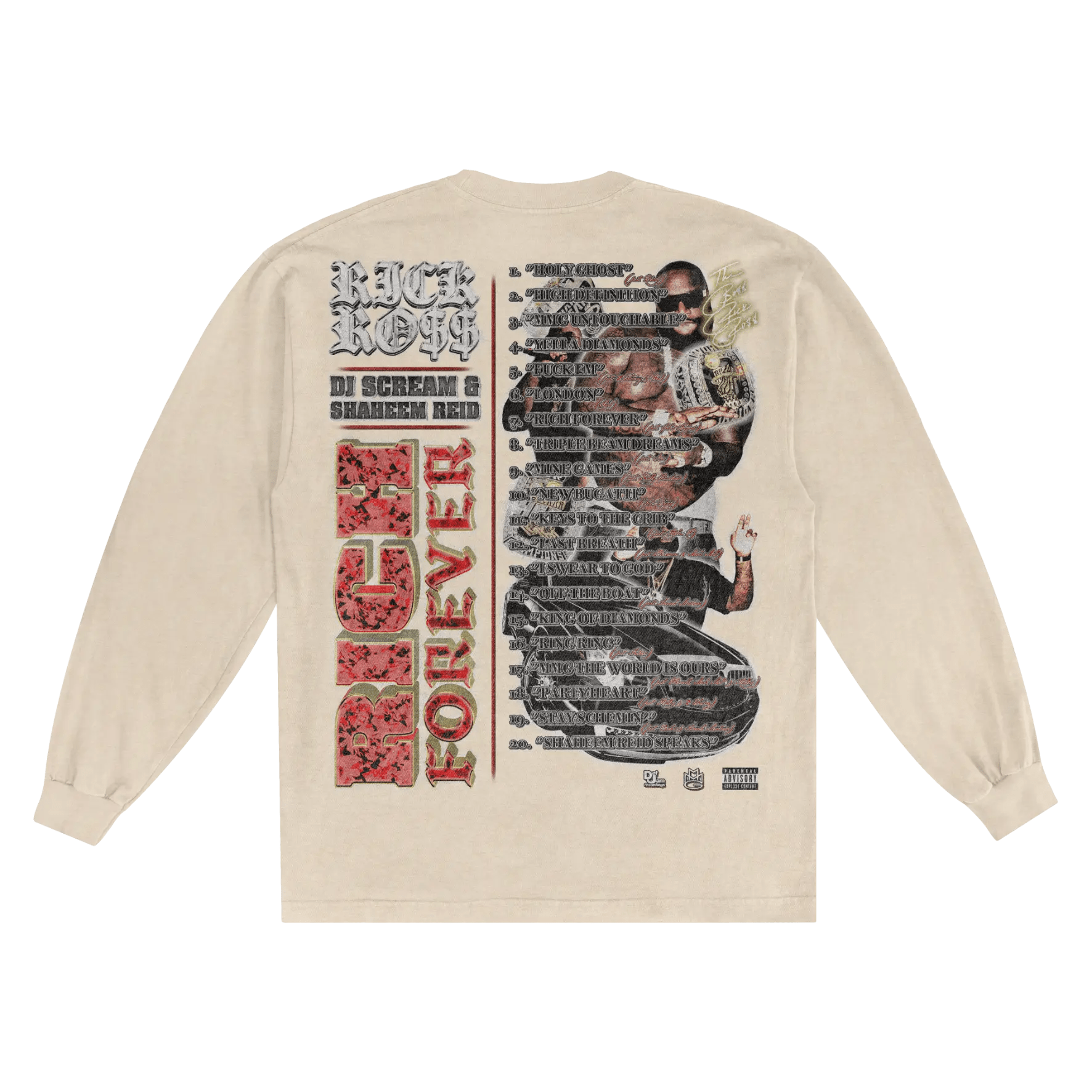 Rick Ross Rich Forever Long Sleeved Tee - Greazy Tees