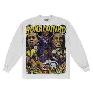 Ronaldinho Barça Classic Long Sleeved Tee - Greazy Tees