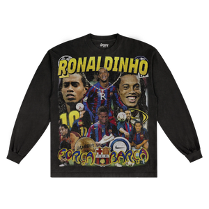 Ronaldinho Barça Classic Long Sleeved Tee - Greazy Tees