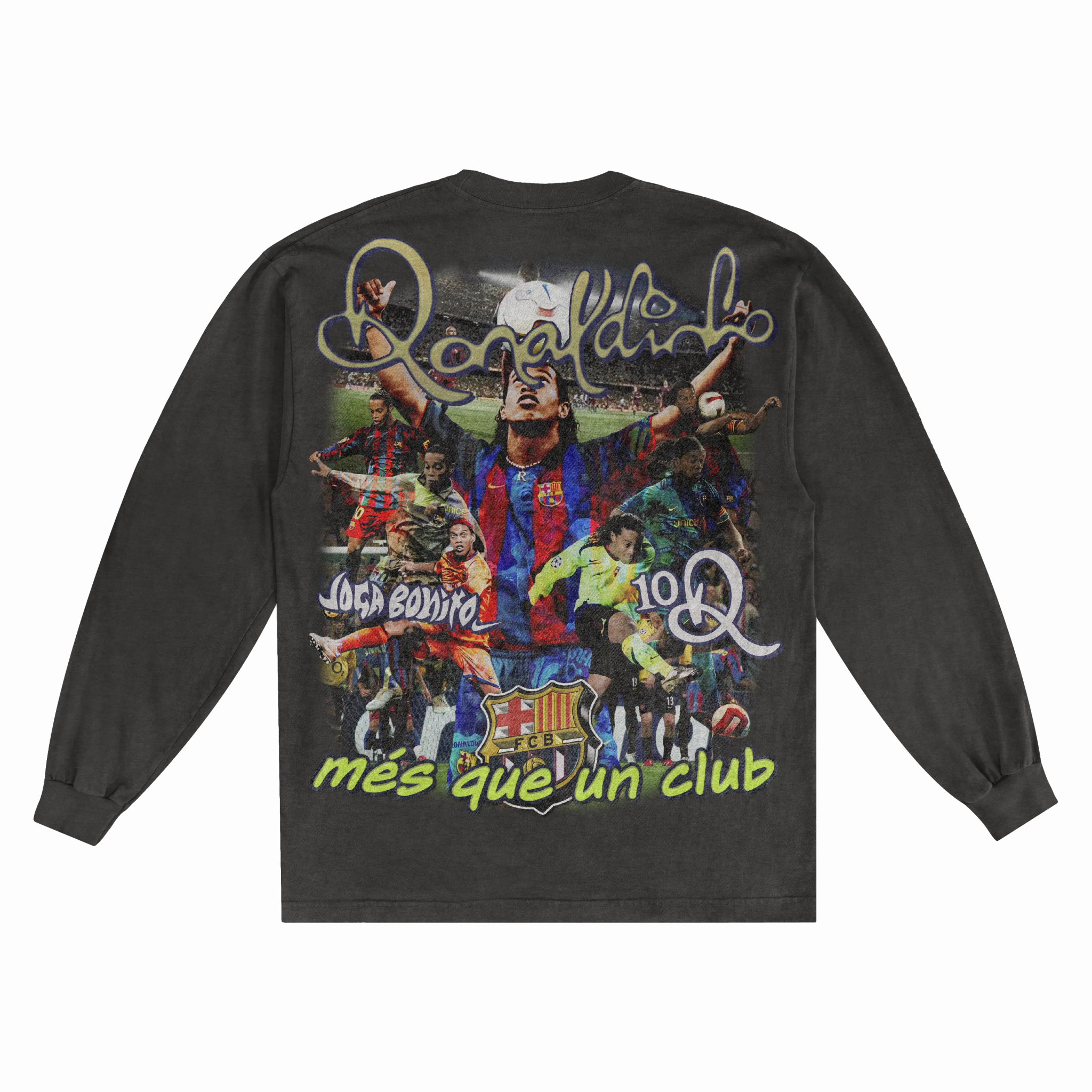 Ronaldinho Barça Classic Long Sleeved Tee - Greazy Tees