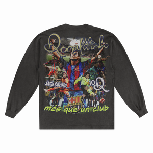 Ronaldinho Barça Classic Long Sleeved Tee - Greazy Tees