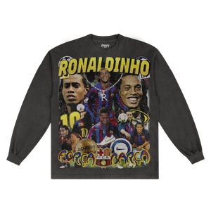 Ronaldinho Barça Classic Long Sleeved Tee - Greazy Tees