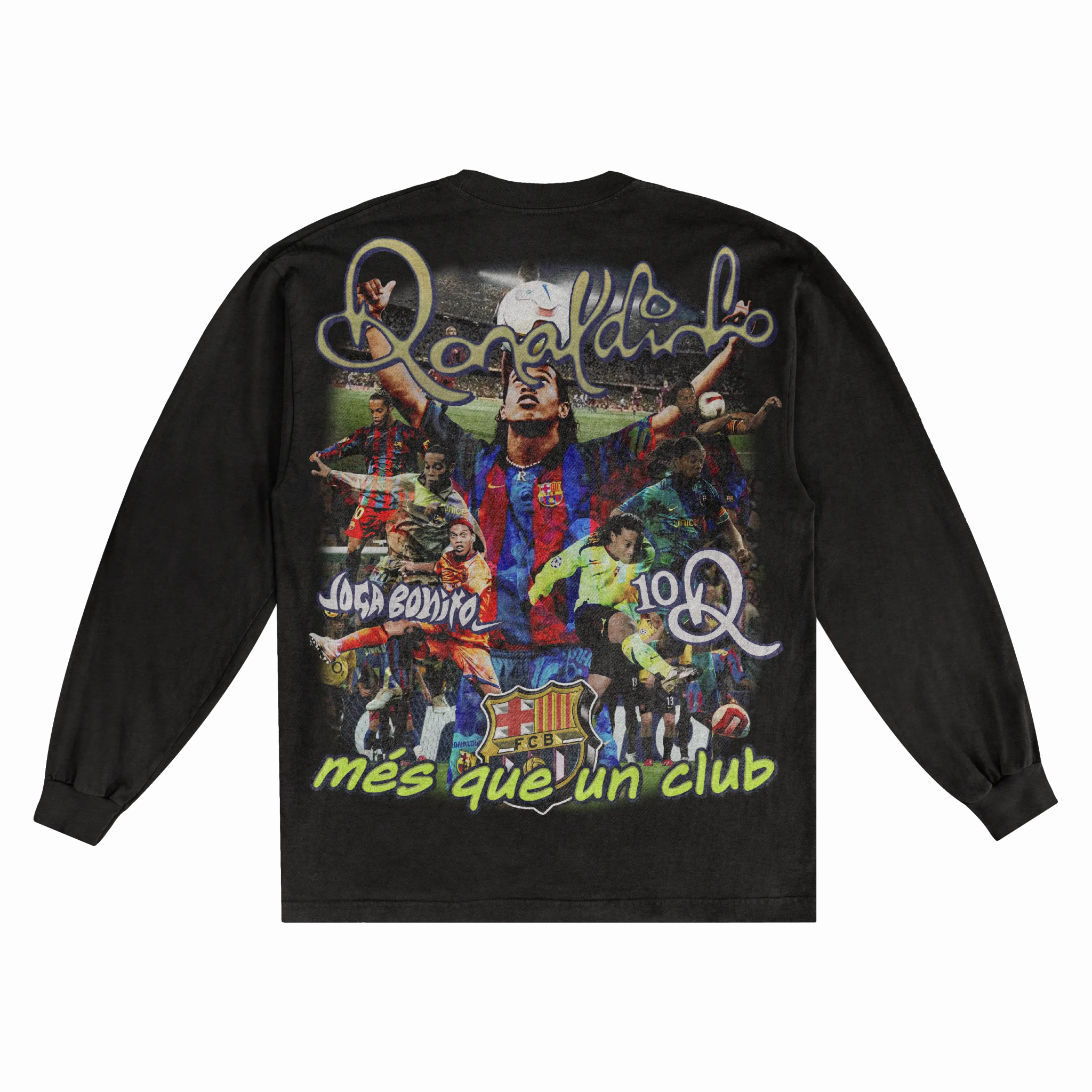 Ronaldinho Barça Classic Long Sleeved Tee - Greazy Tees