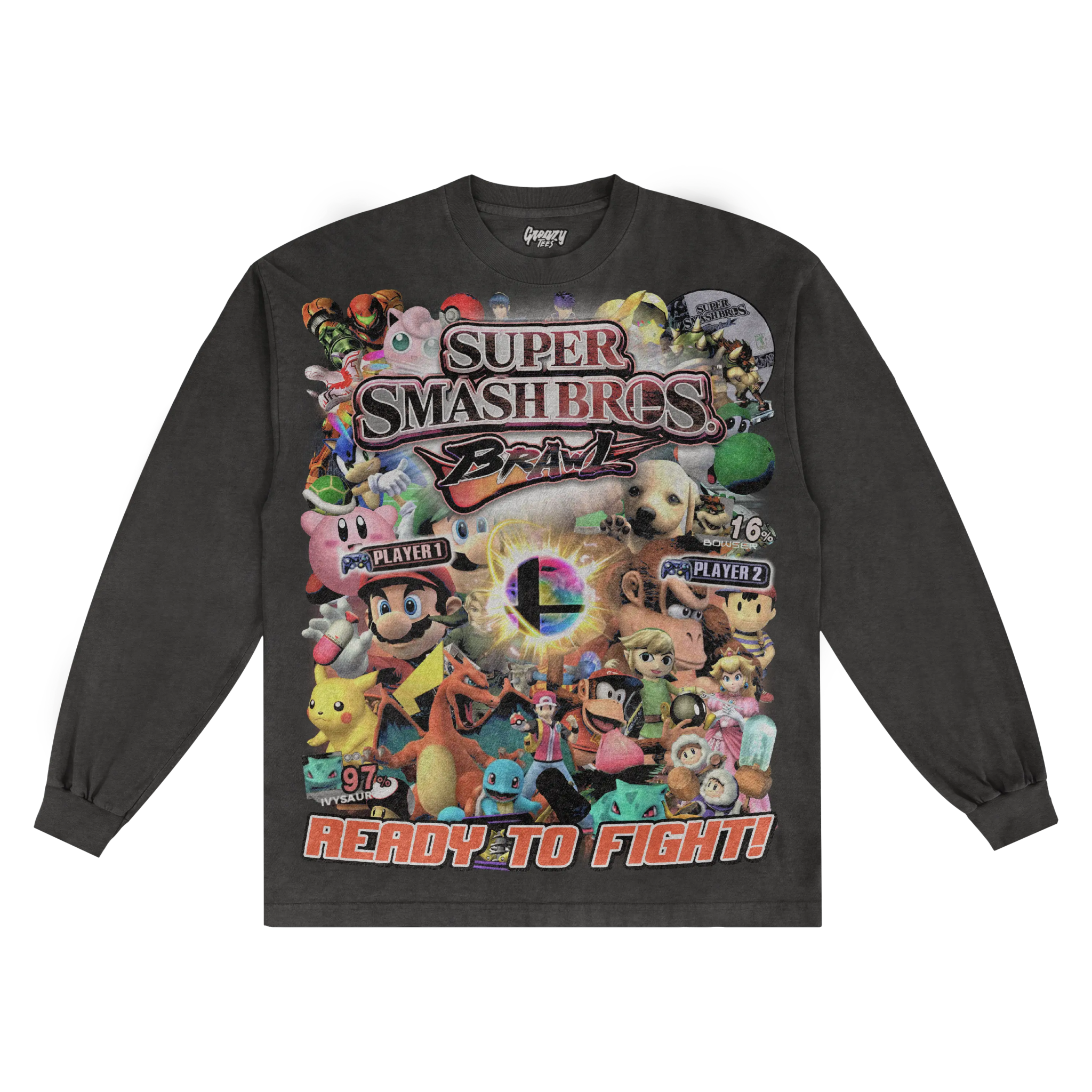 Super Smash Bros. Brawl Classic Long Sleeved Tee - Greazy Tees