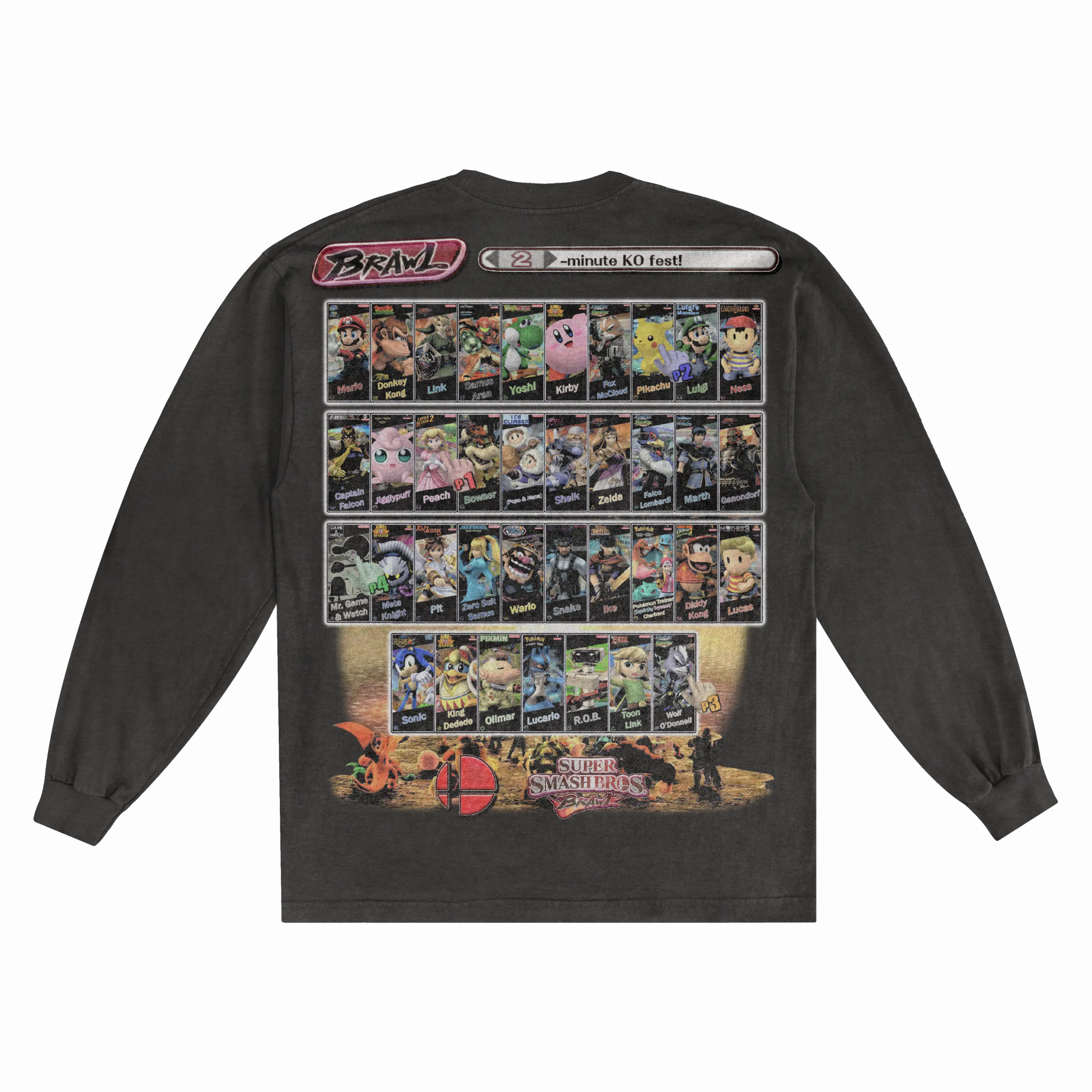 Super Smash Bros. Brawl Classic Long Sleeved Tee - Greazy Tees