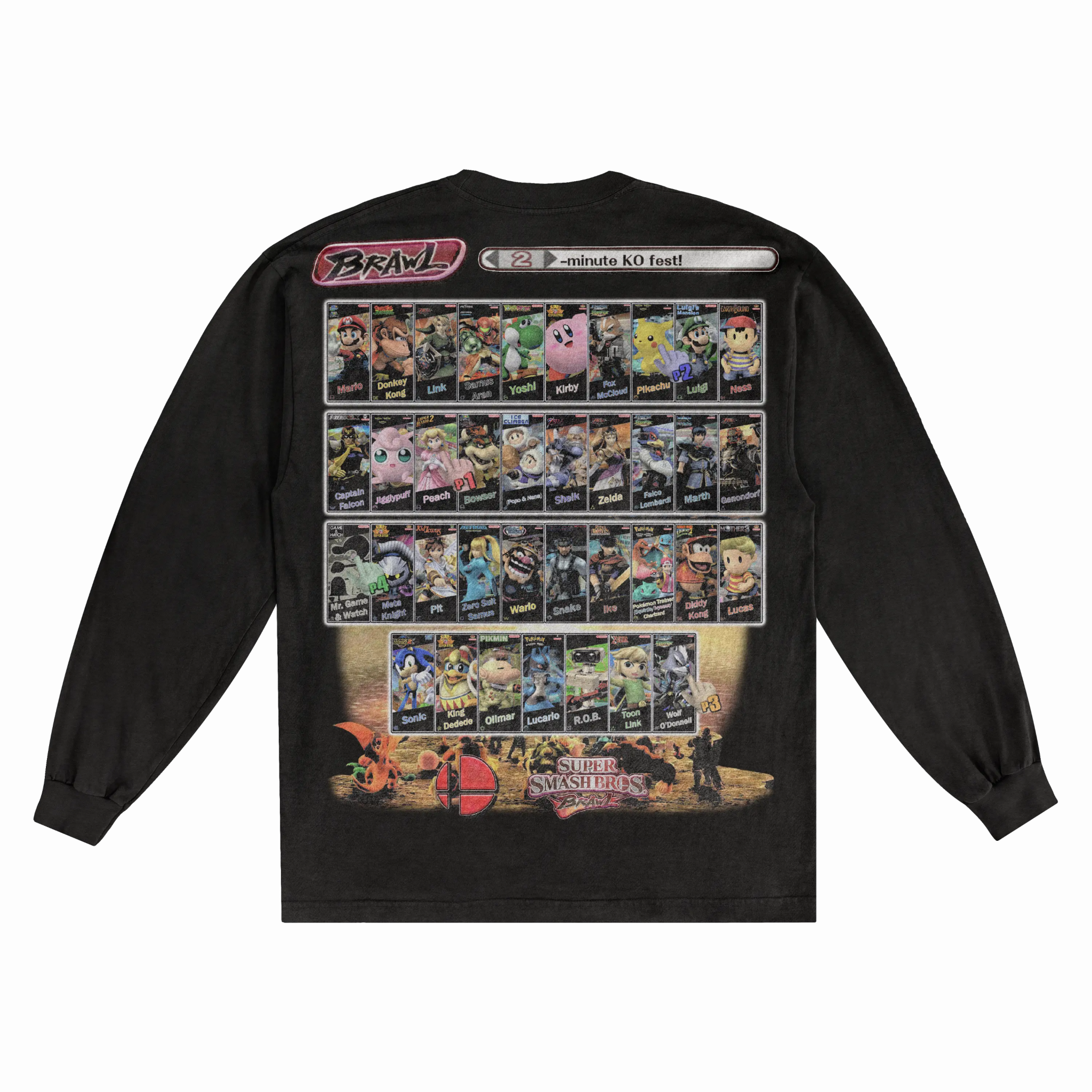 Super Smash Bros. Brawl Classic Long Sleeved Tee - Greazy Tees