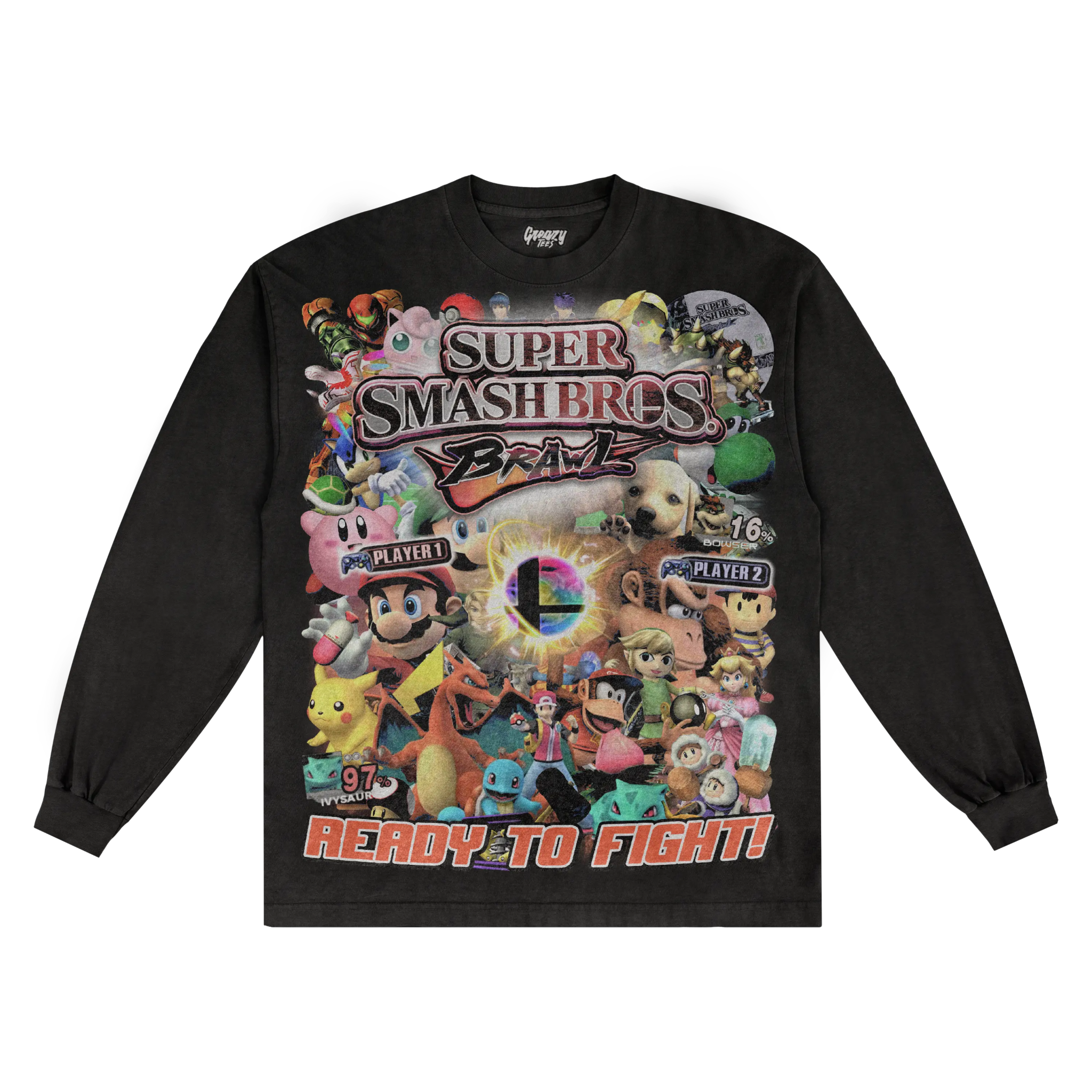 Super Smash Bros. Brawl Classic Long Sleeved Tee - Greazy Tees