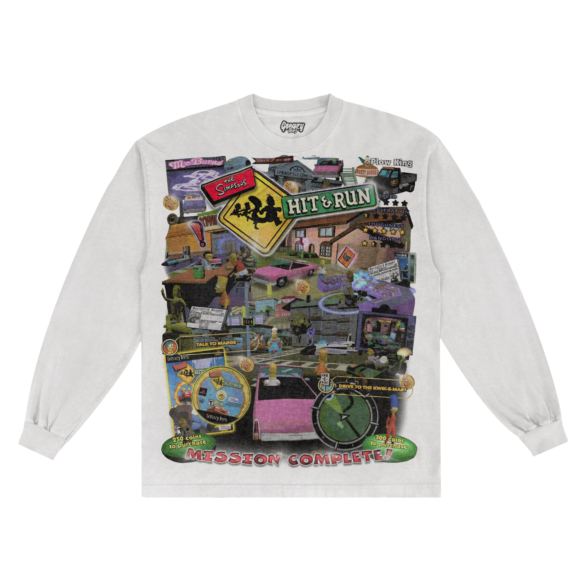 The Simpsons Hit & Run Classic Long Sleeved Tee - Greazy Tees