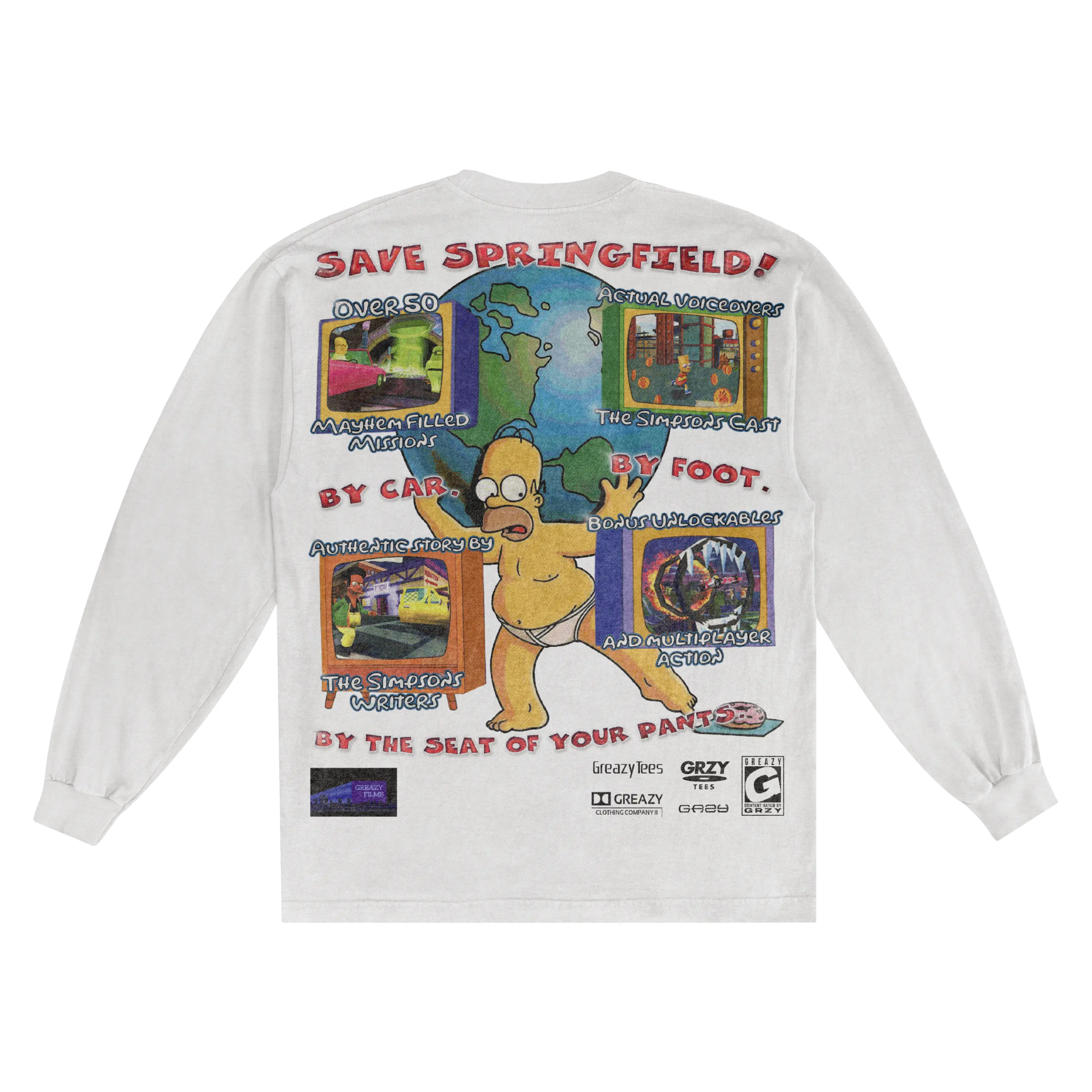 The Simpsons Hit & Run Classic Long Sleeved Tee - Greazy Tees