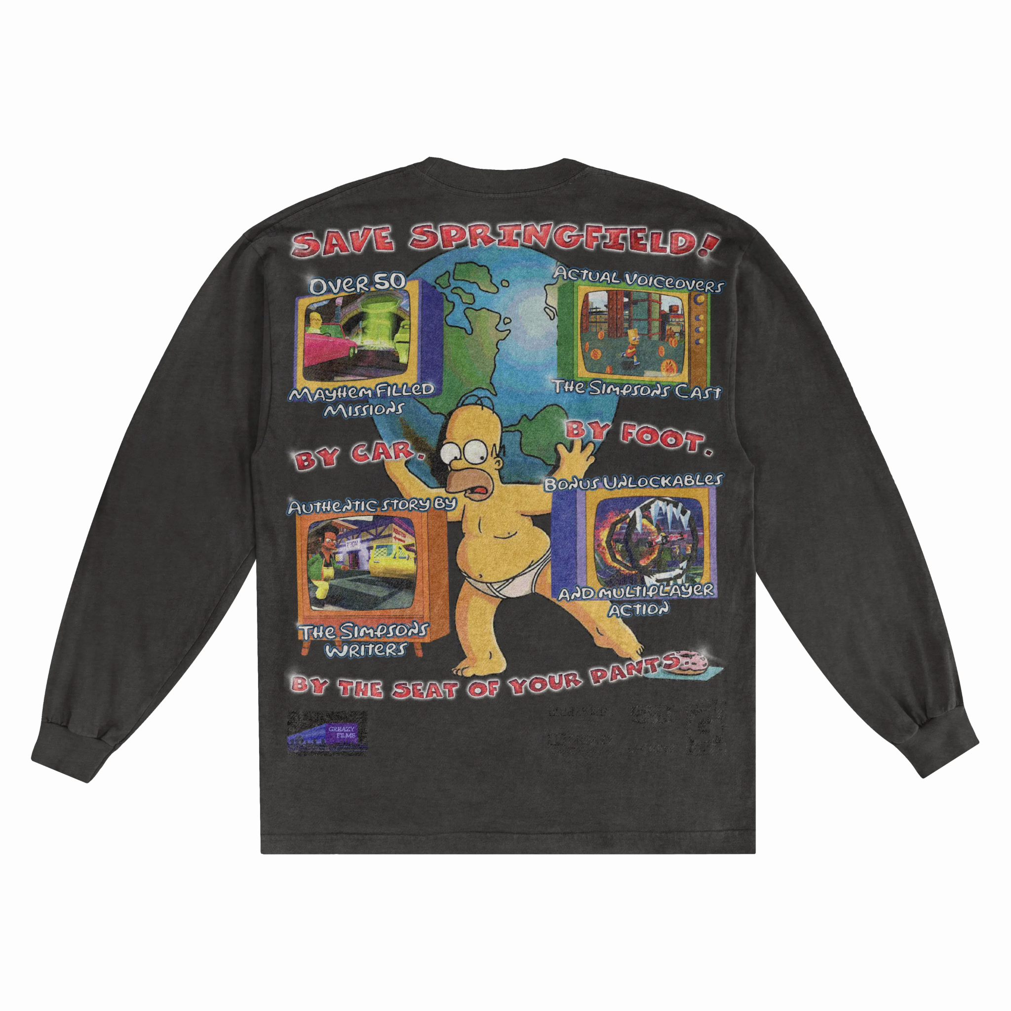 The Simpsons Hit & Run Classic Long Sleeved Tee - Greazy Tees
