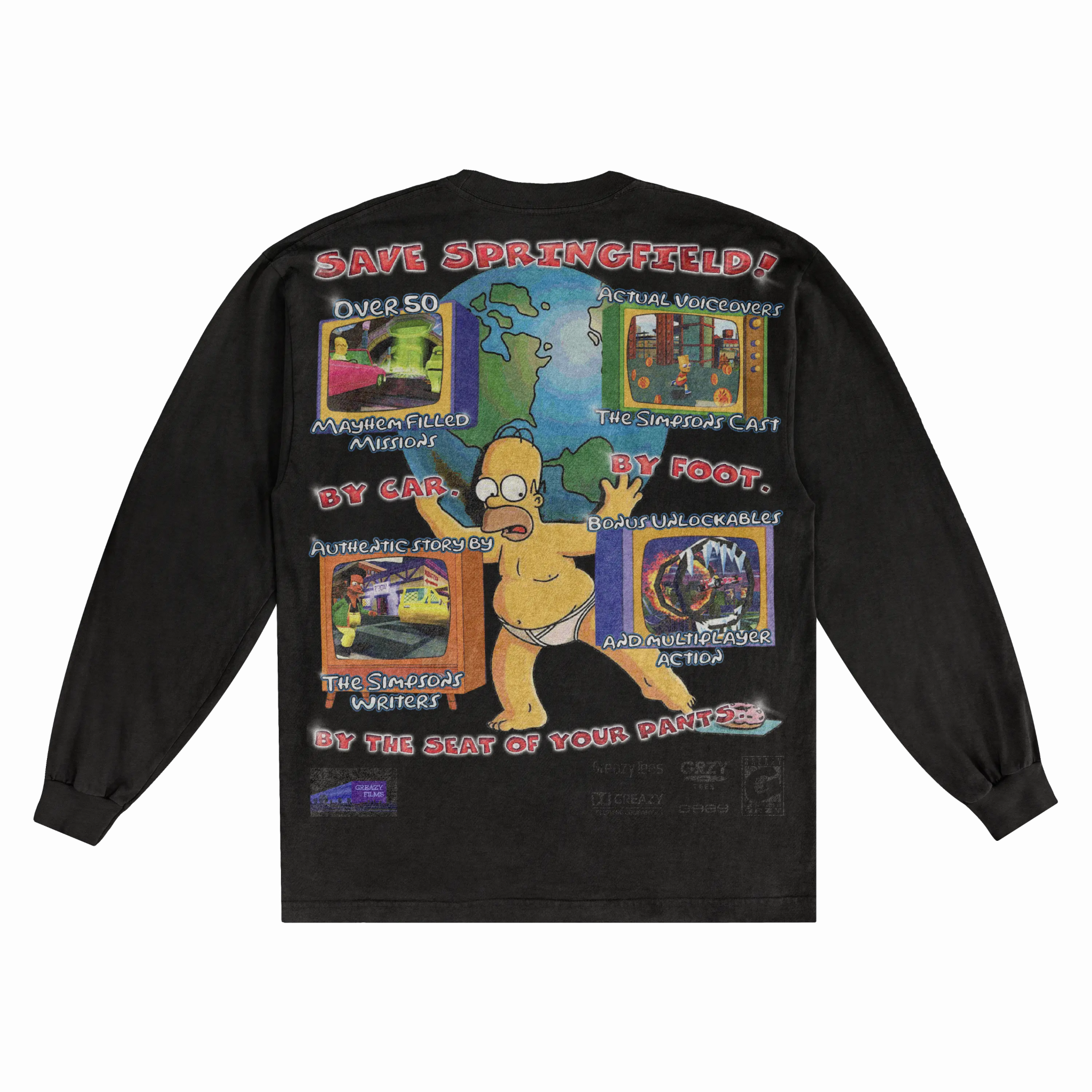 The Simpsons Hit & Run Classic Long Sleeved Tee - Greazy Tees