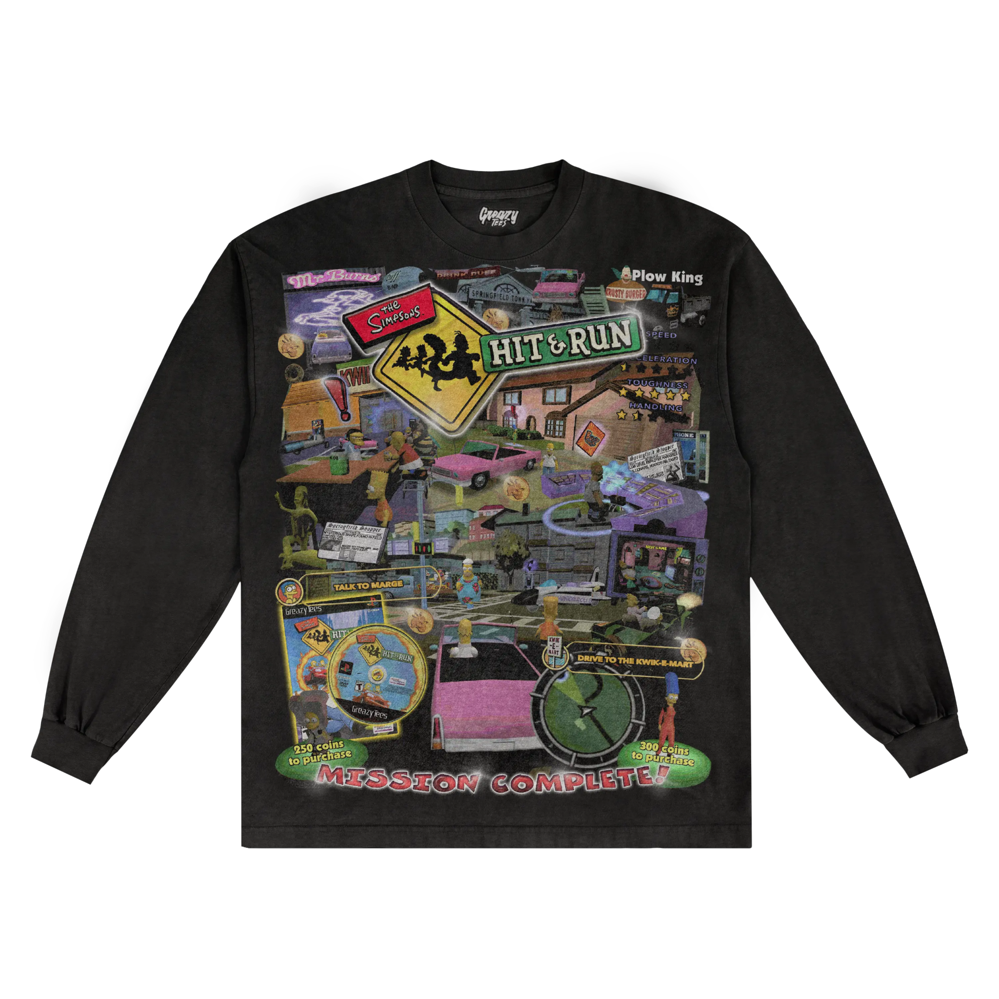 The Simpsons Hit & Run Classic Long Sleeved Tee - Greazy Tees