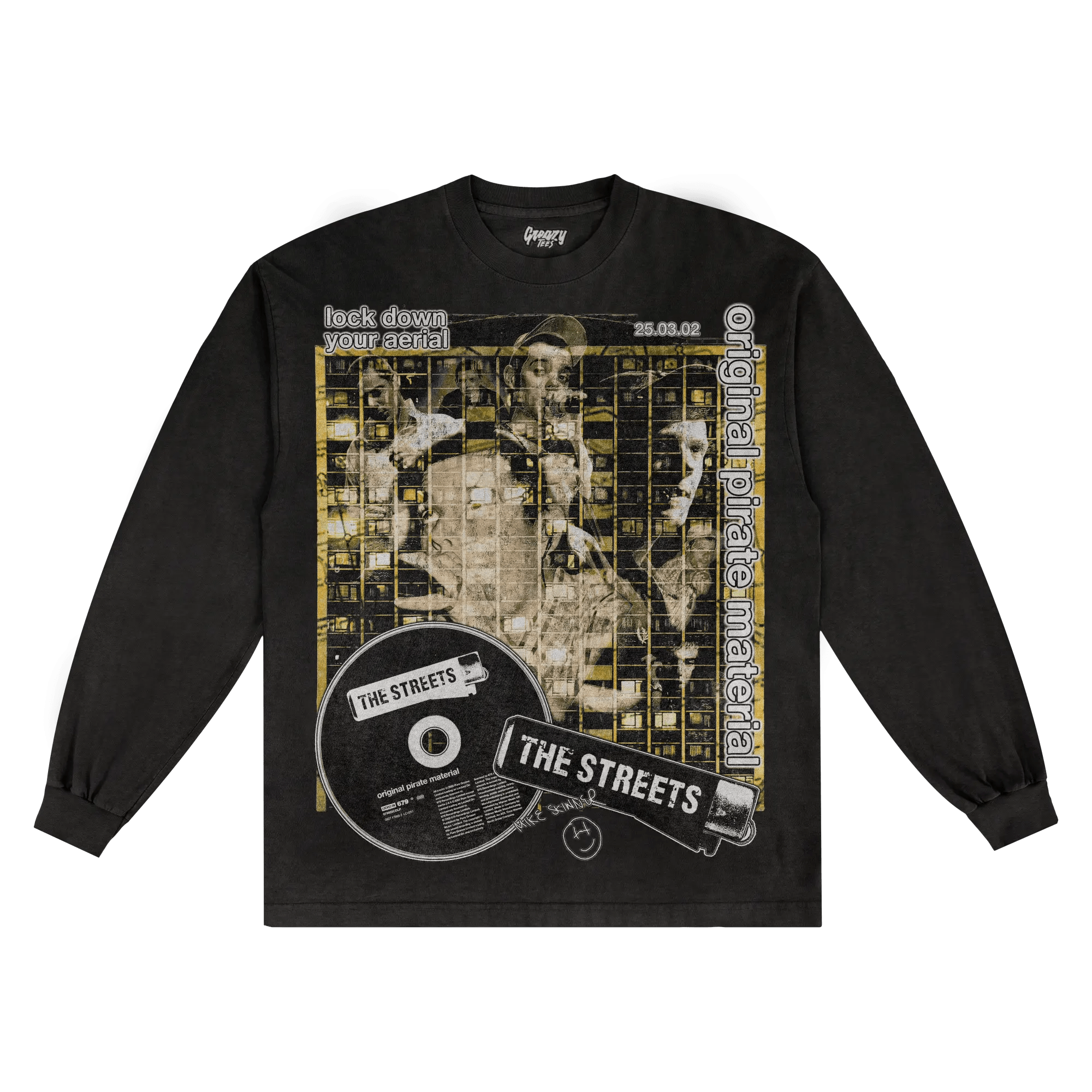 The Streets Original Pirate Material Long Sleeved Tee - Greazy Tees