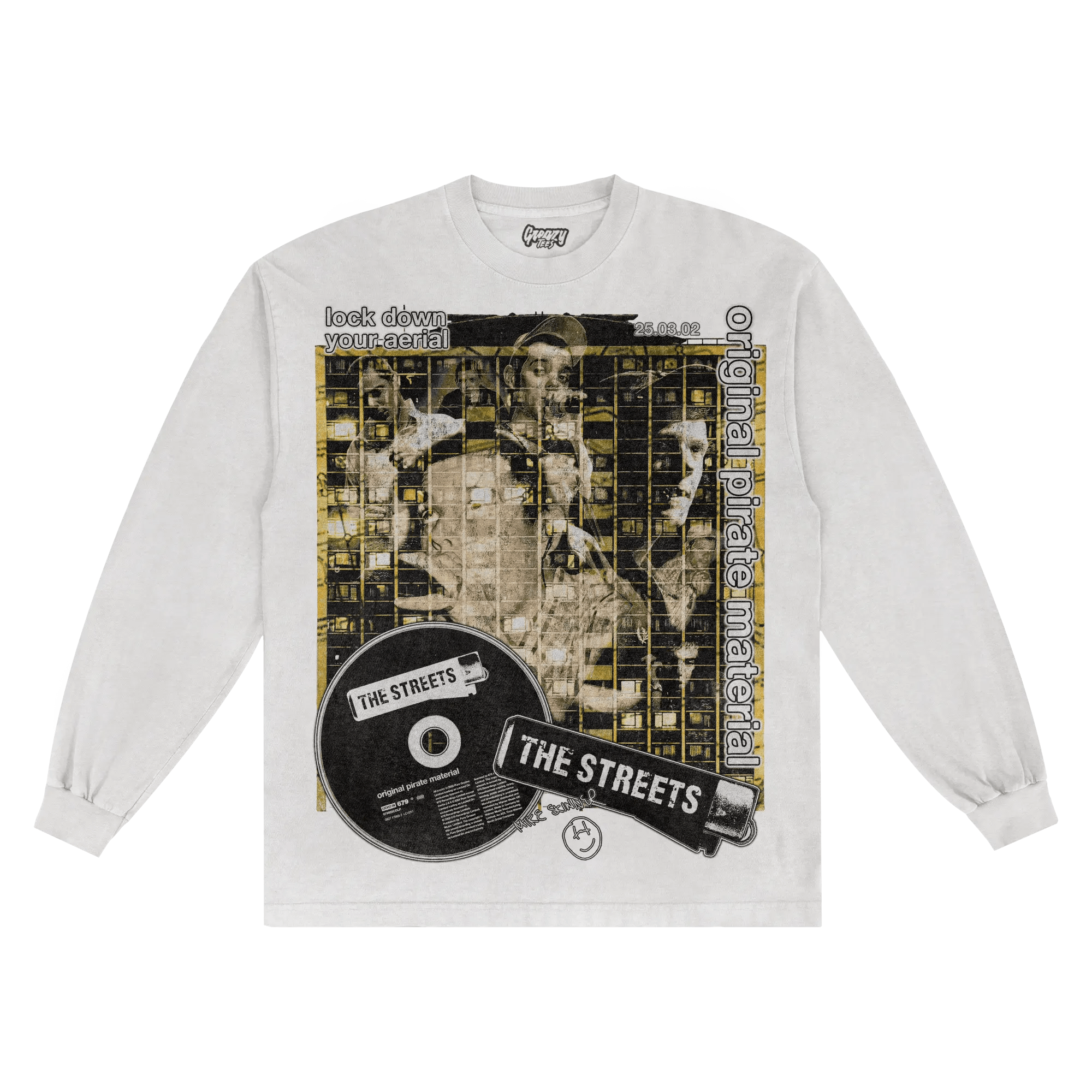 The Streets Original Pirate Material Long Sleeved Tee - Greazy Tees