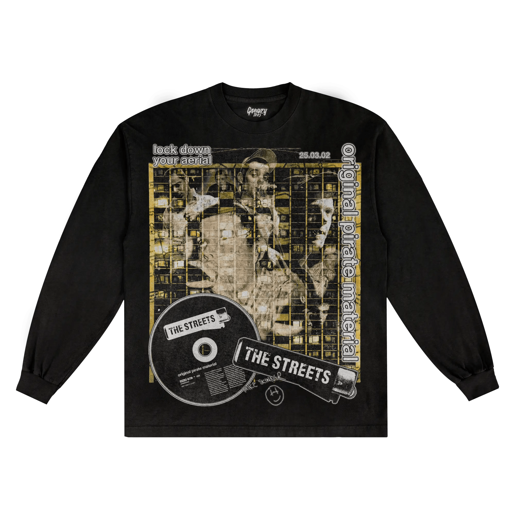 The Streets Original Pirate Material Long Sleeved Tee - Greazy Tees