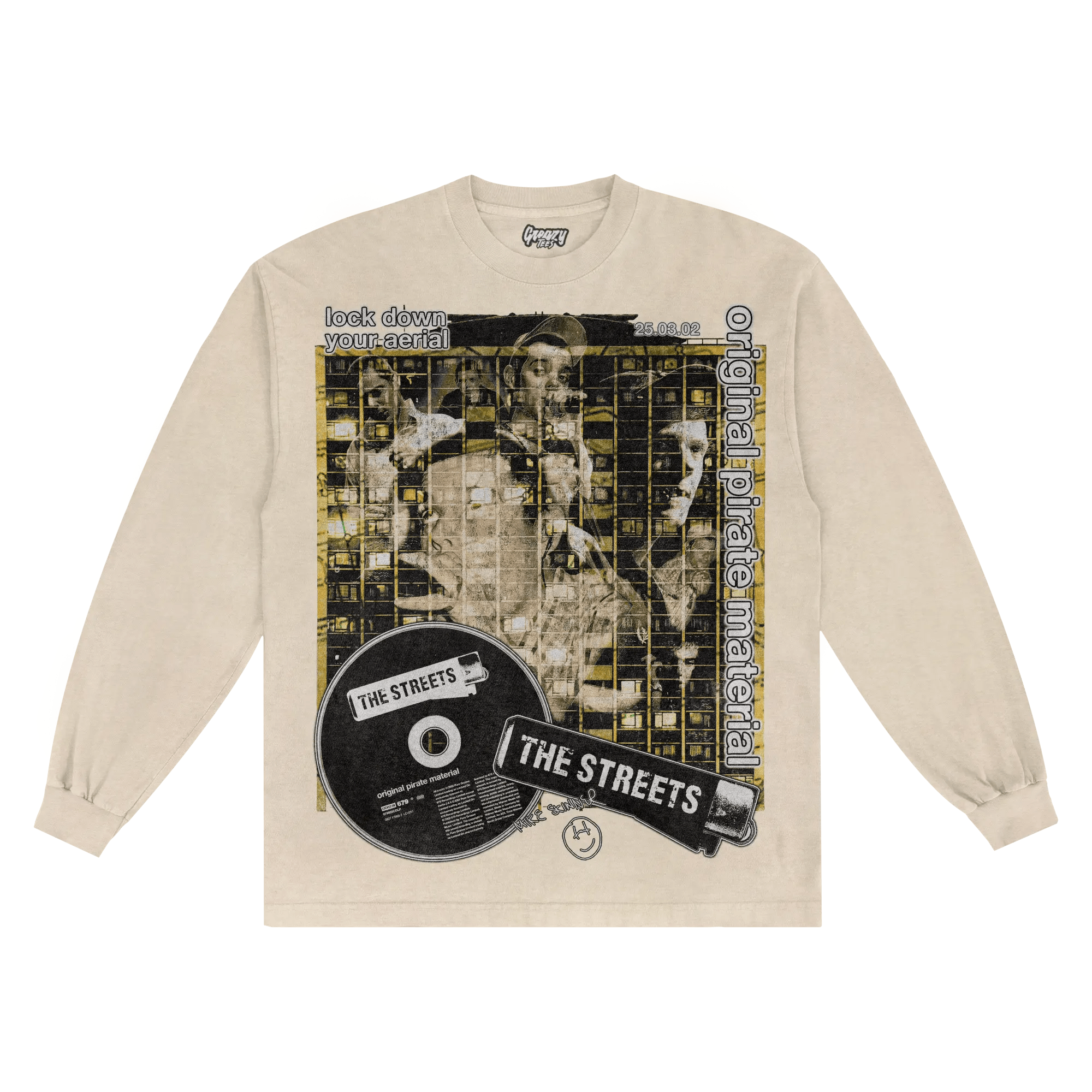 The Streets Original Pirate Material Long Sleeved Tee - Greazy Tees