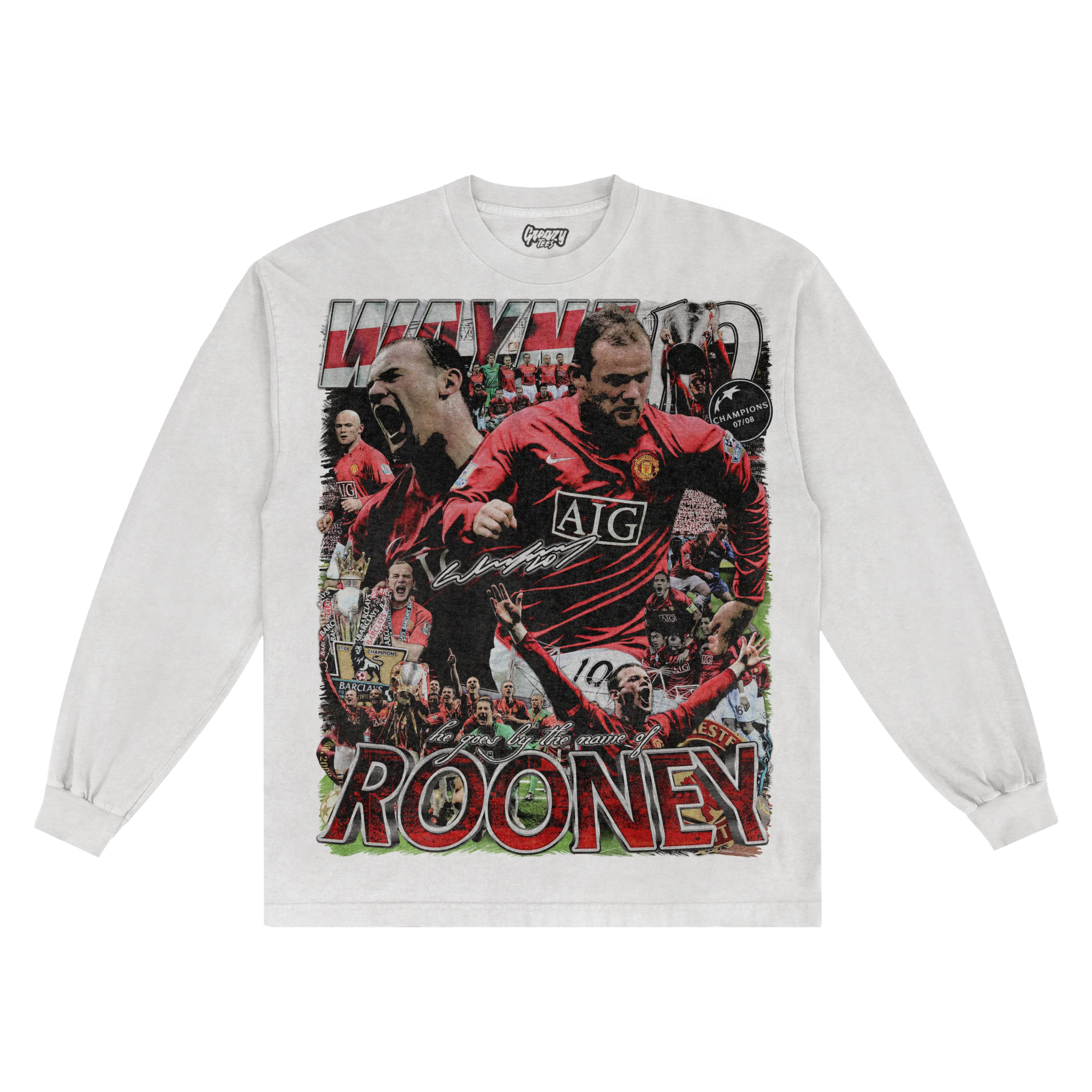 Wayne Rooney '07/08 Long Sleeved Tee - Greazy Tees