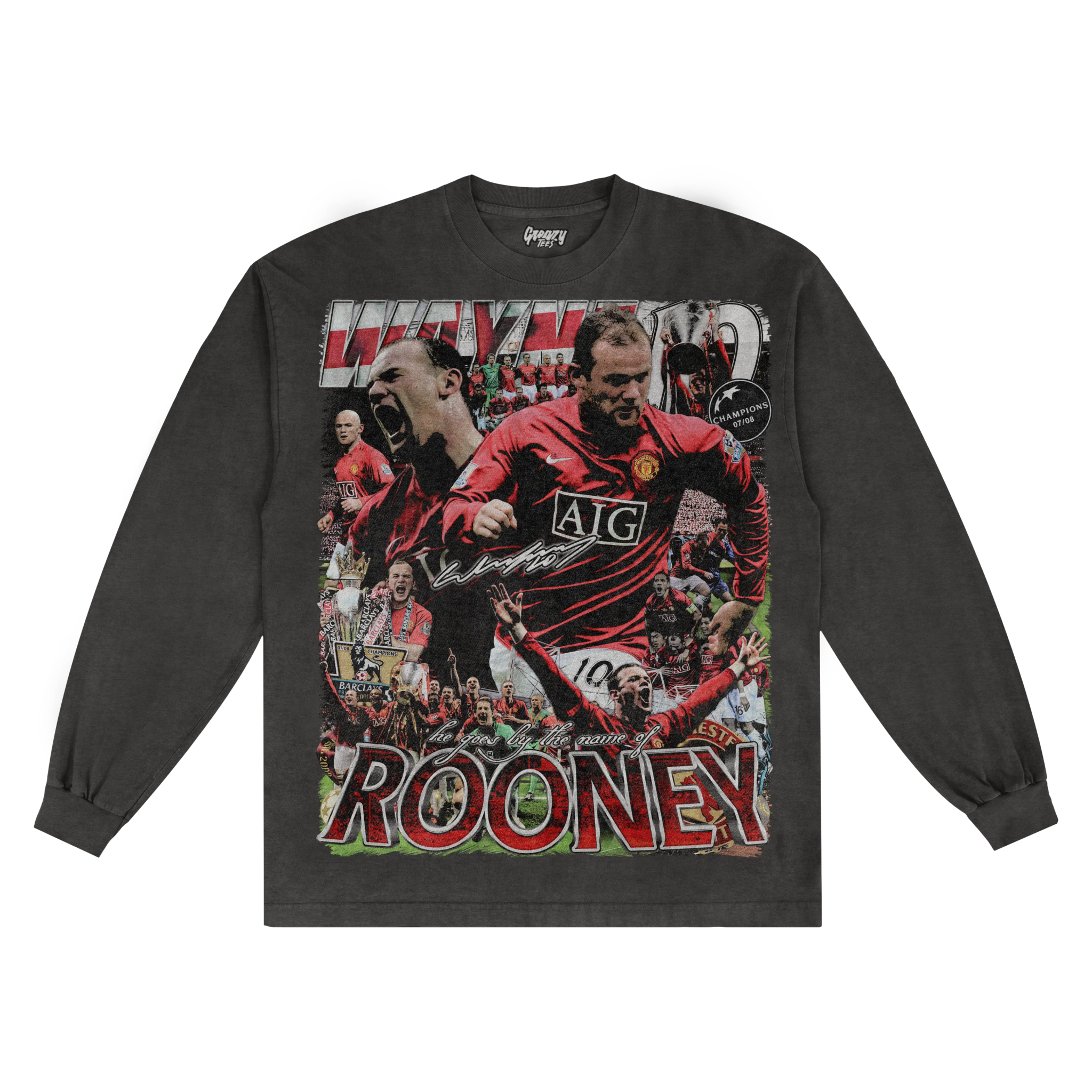 Wayne Rooney '07/08 Long Sleeved Tee - Greazy Tees