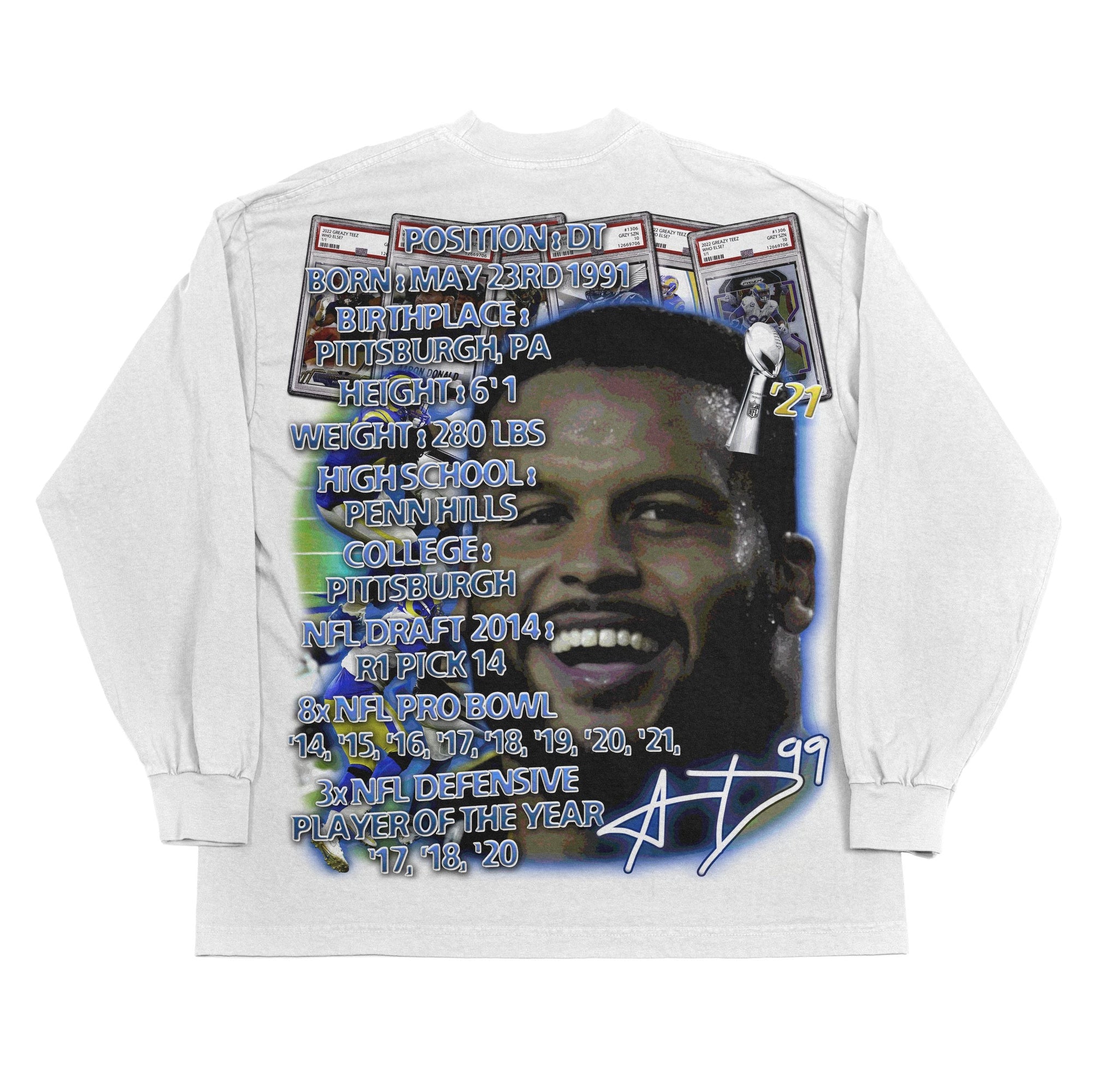 Aaron Donald Long Sleeved Tee Tee Greazy Tees 