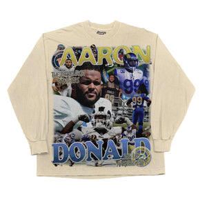 Aaron Donald Long Sleeved Tee Tee Greazy Tees XS Off White Oversized