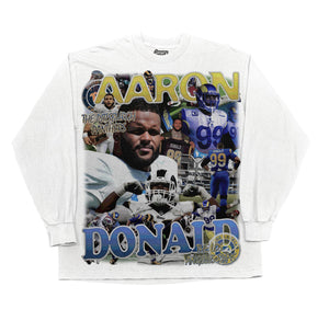 Aaron Donald Long Sleeved Tee Tee Greazy Tees XS White Oversized