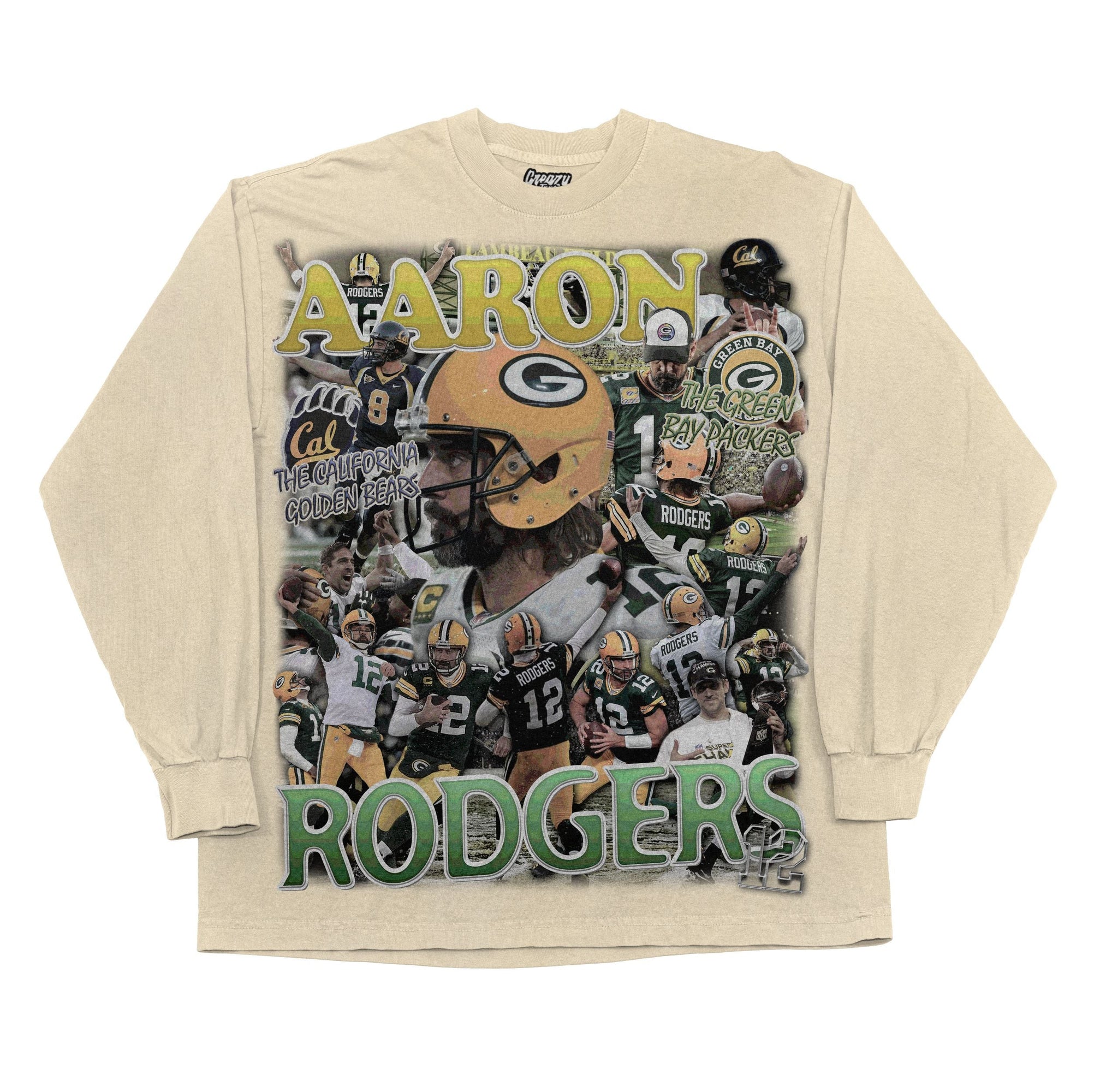 Aaron Rodgers Long Sleeved Tee Tee Greazy Tees XS Off White Oversized