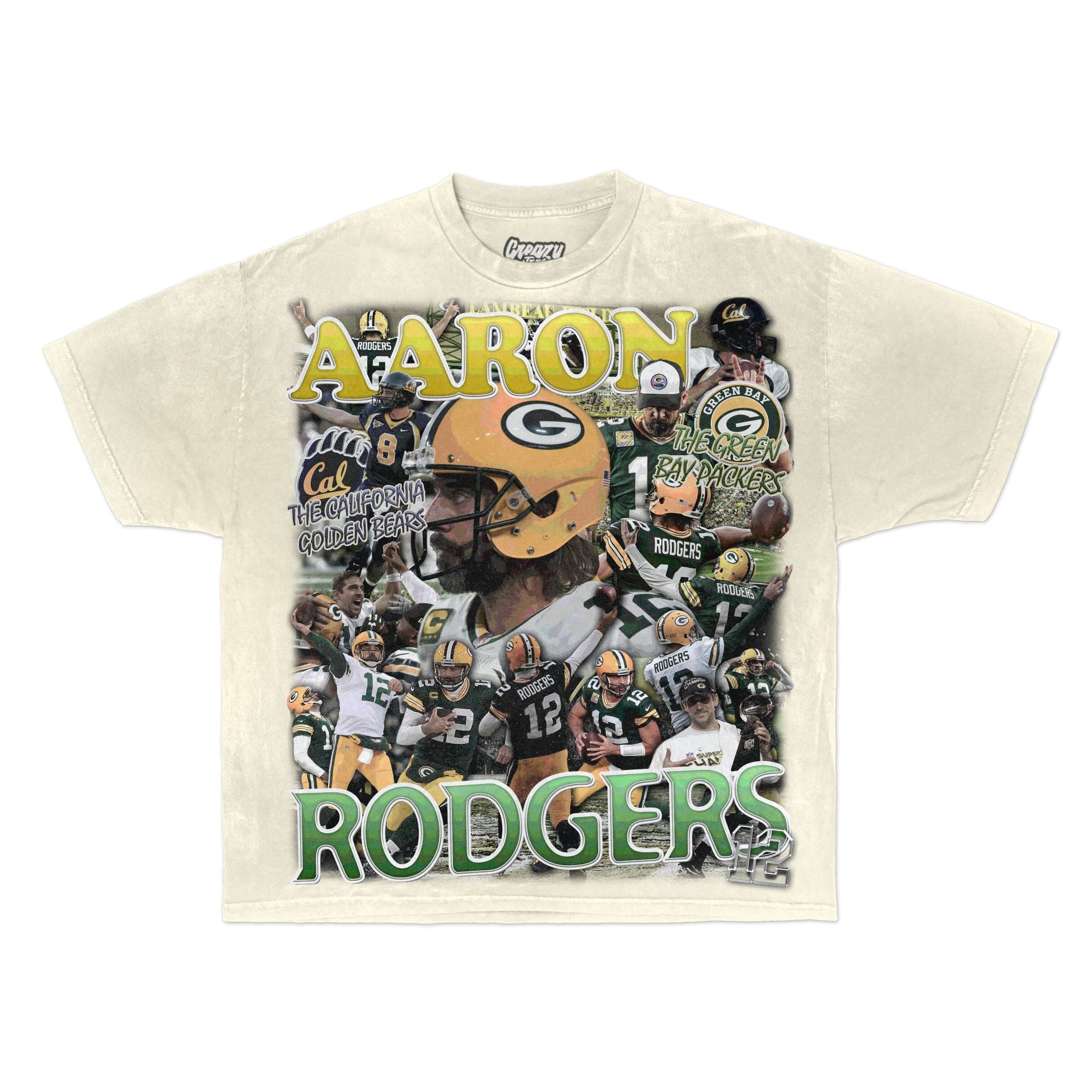 Aaron Rodgers Tee Tee Greazy Tees XS Off White Oversized