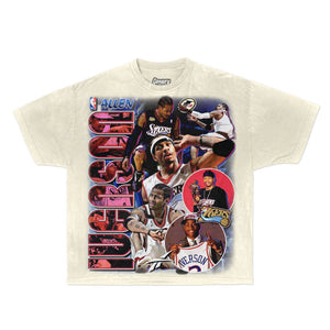 Allen Iverson Tee Tee Greazy Tees XS Off White Oversized