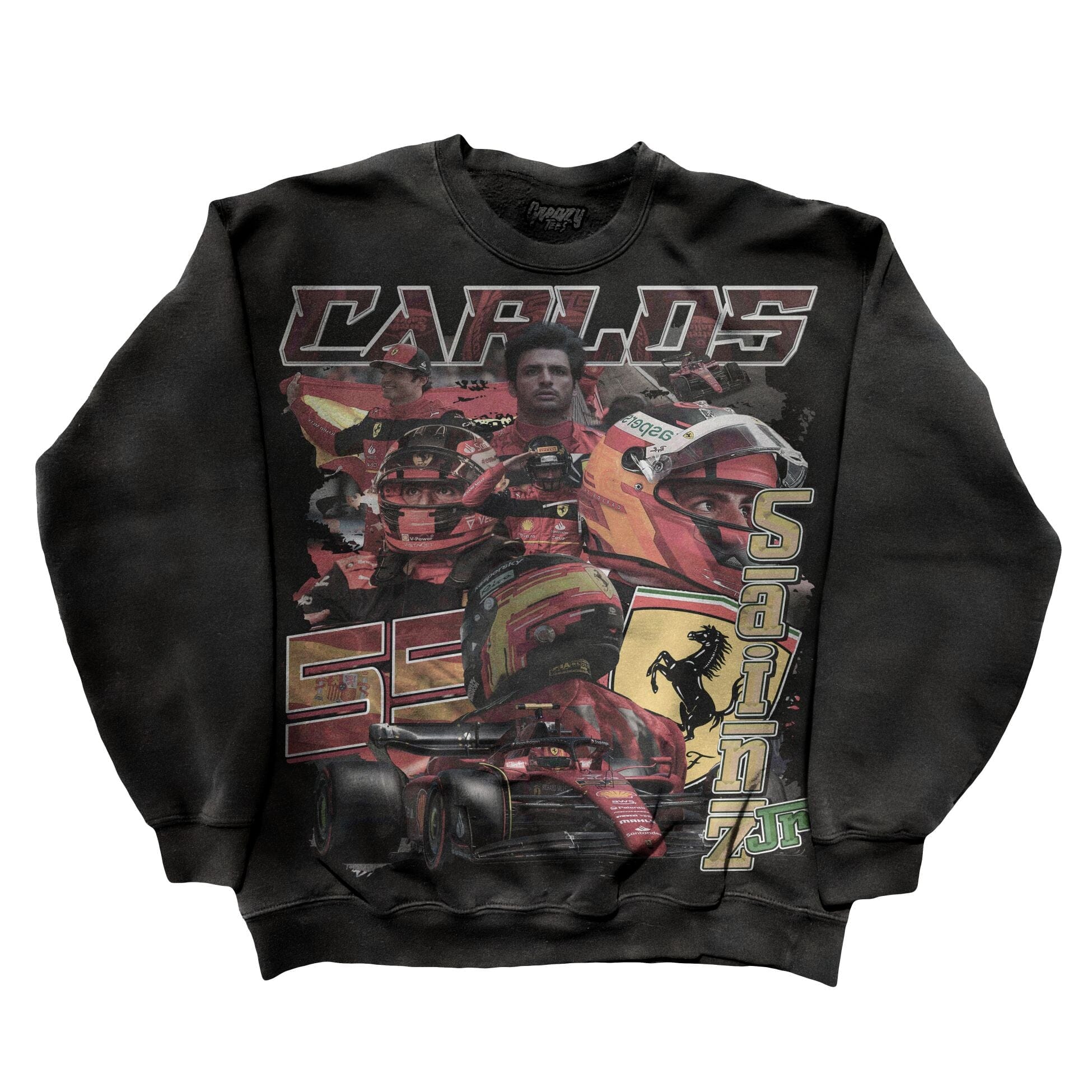 Carlos Sainz Sweatshirt Sweatshirt Greazy Tees XS Black Oversized