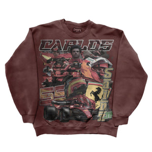 Carlos Sainz Sweatshirt Sweatshirt Greazy Tees XS Burgundy Oversized