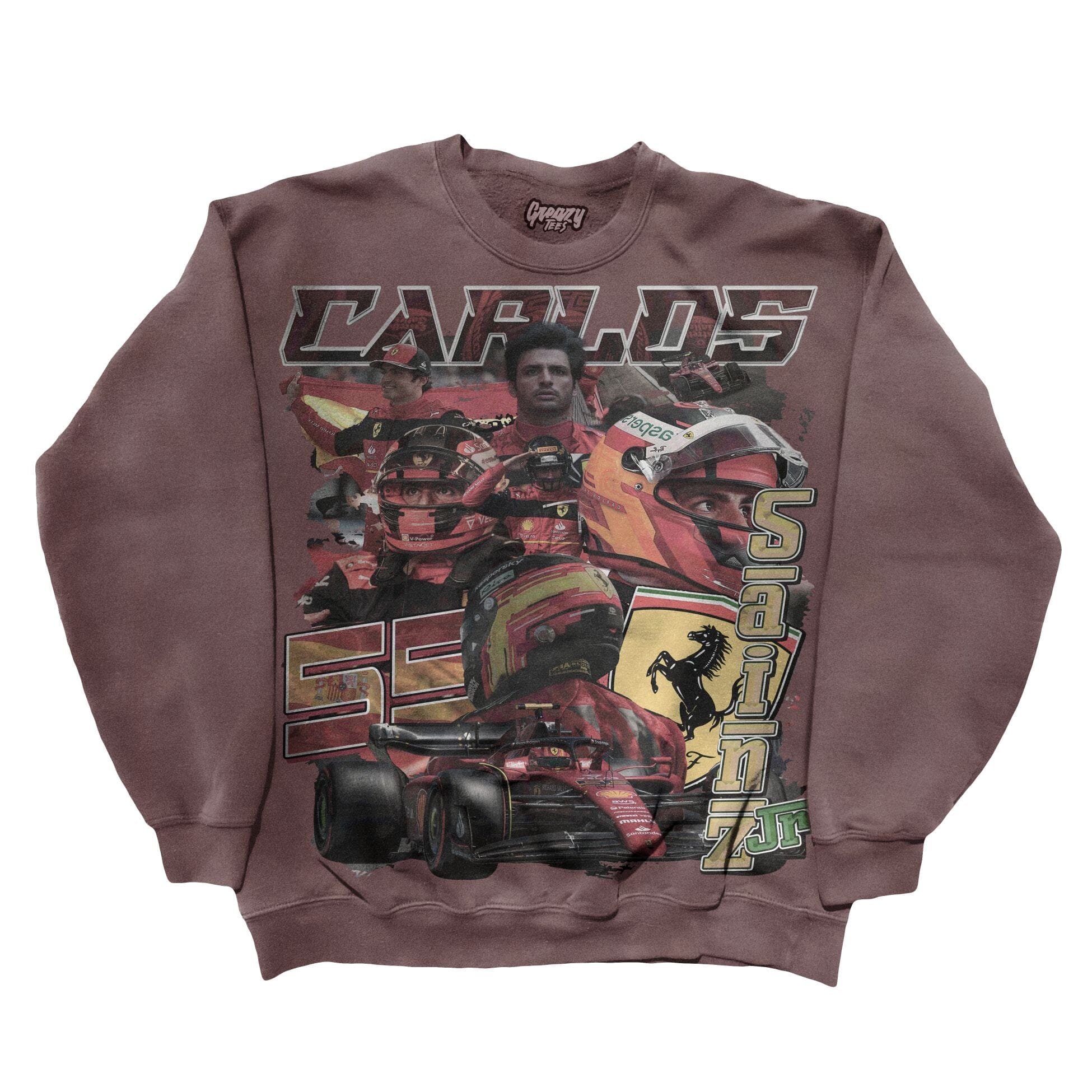 Carlos Sainz Sweatshirt Sweatshirt Greazy Tees XS Coffee Brown Oversized
